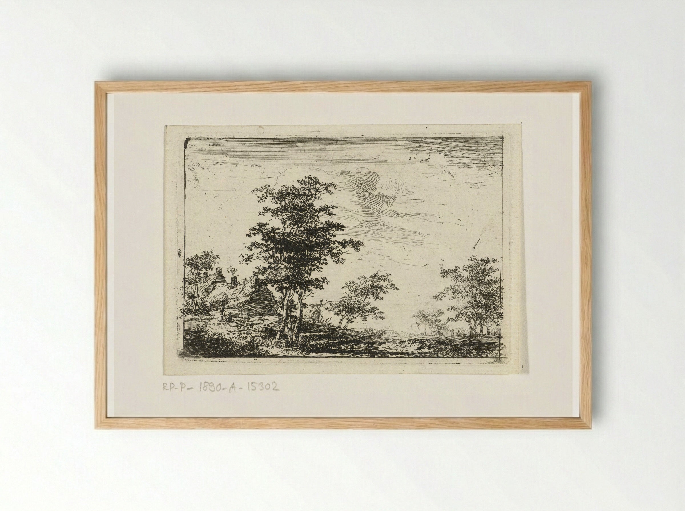 Boerderij met rookende schoorsteen - Hermanus van Brussel - Framed Print Wood