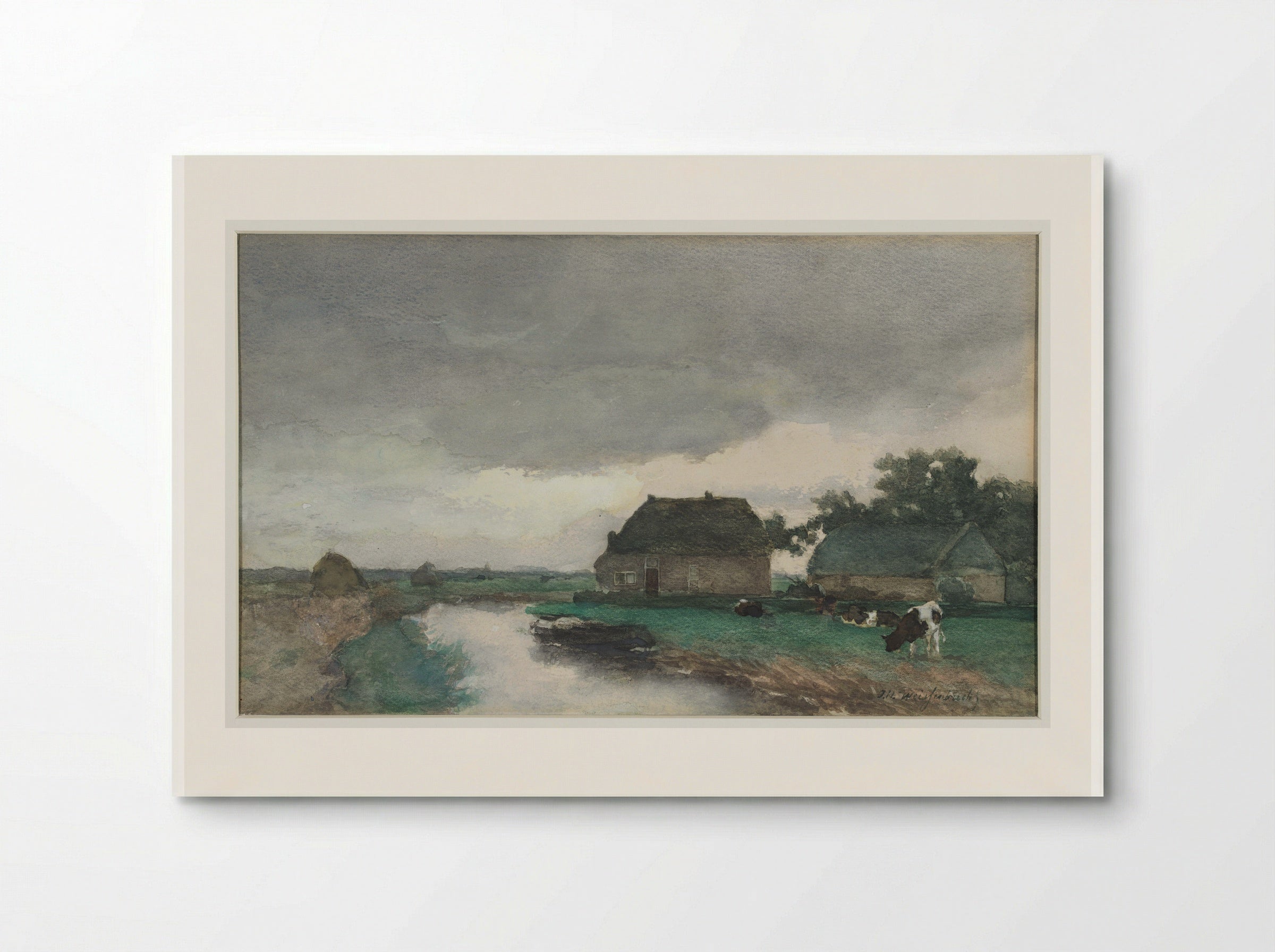 Boerderij met schuur aan een vaart - Johan Hendrik Weissenbruch - Poster