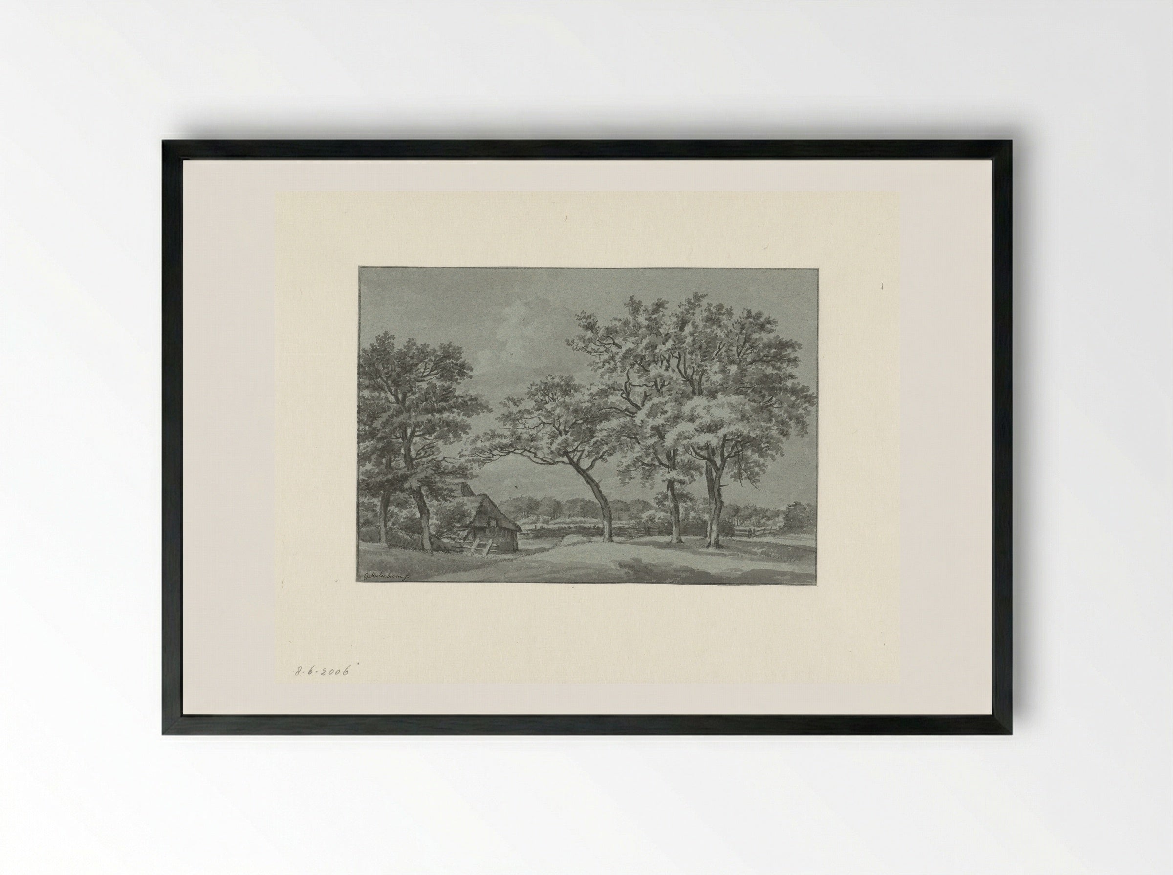 Boerderij onder bomen - Gerrit Hulseboom - Framed Print Black