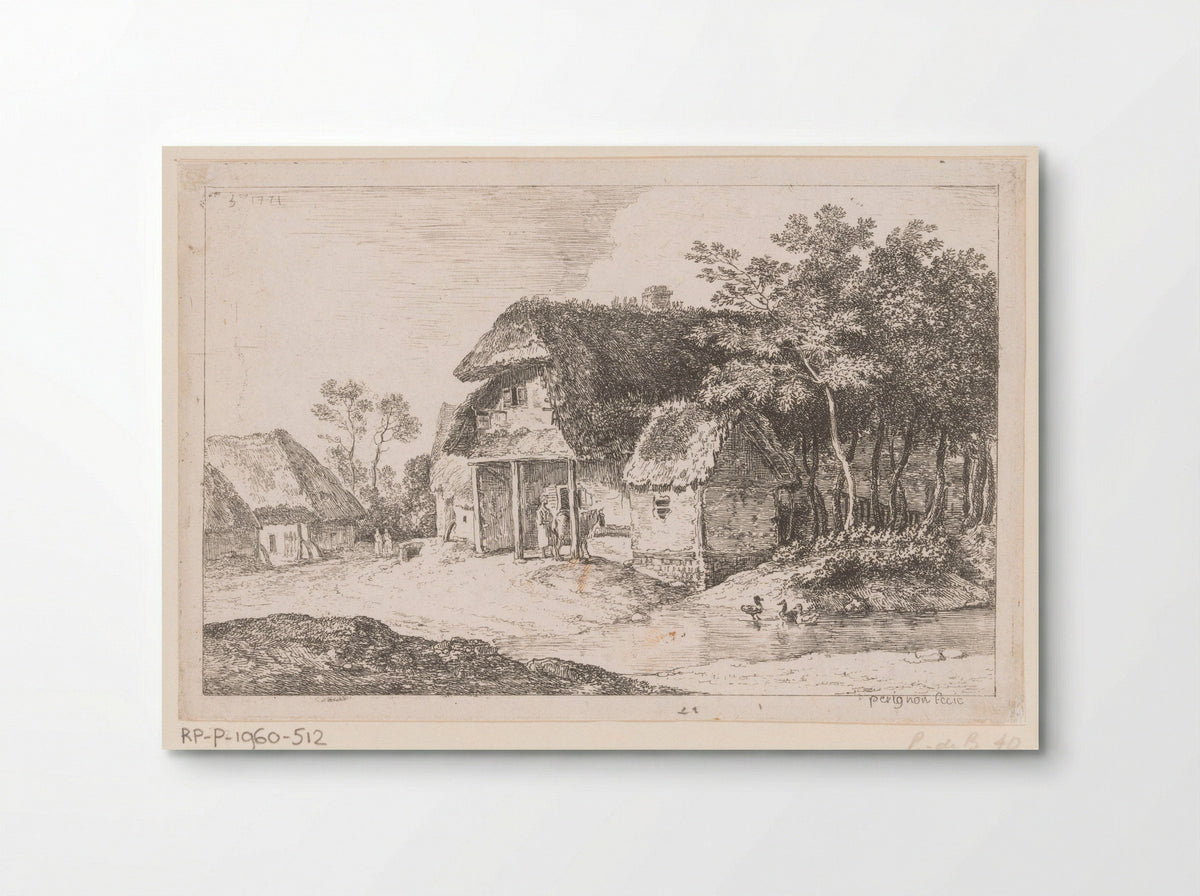 Boerderijen en water met eenden - Alexis Nicolas Pérignon - Poster