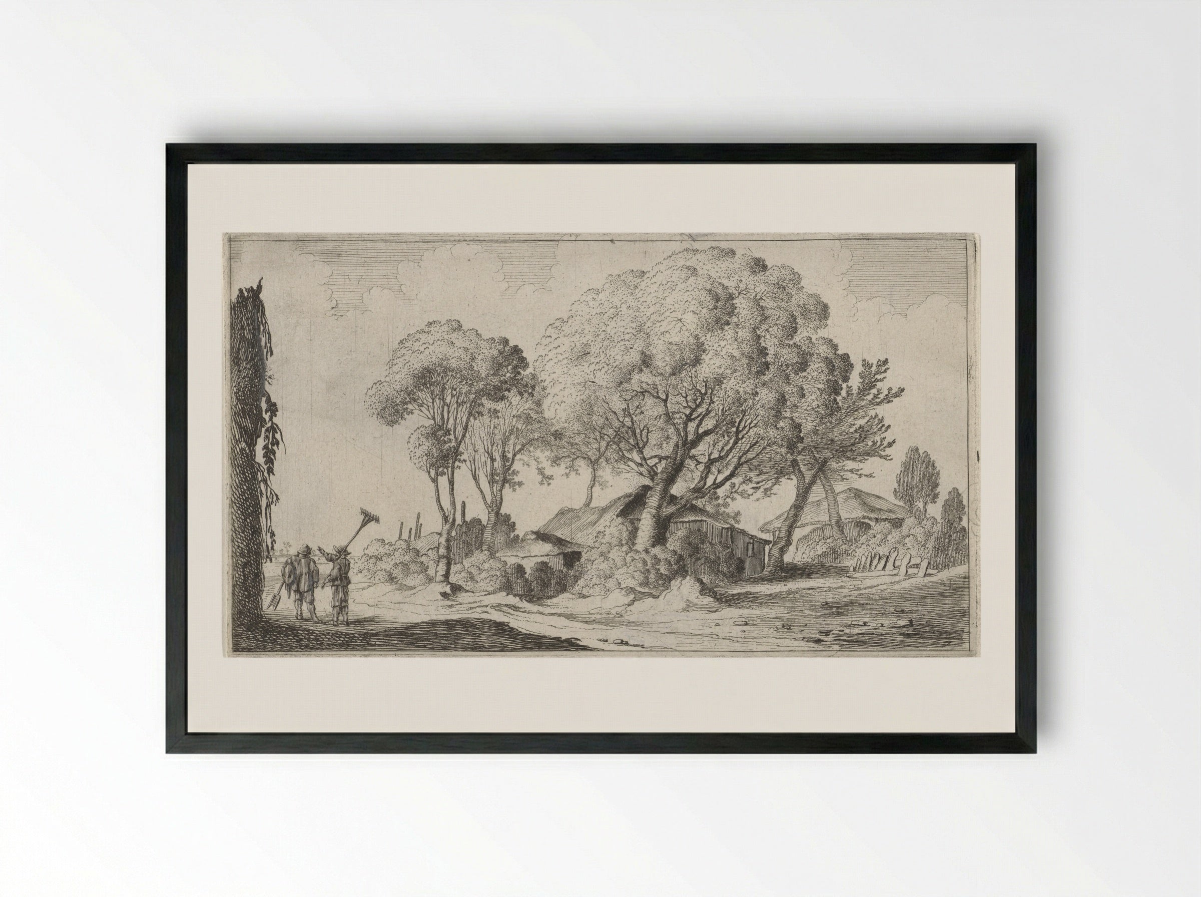 Boerderijen tussen bomen - Gillis van Scheyndel (I) - Framed Print Black