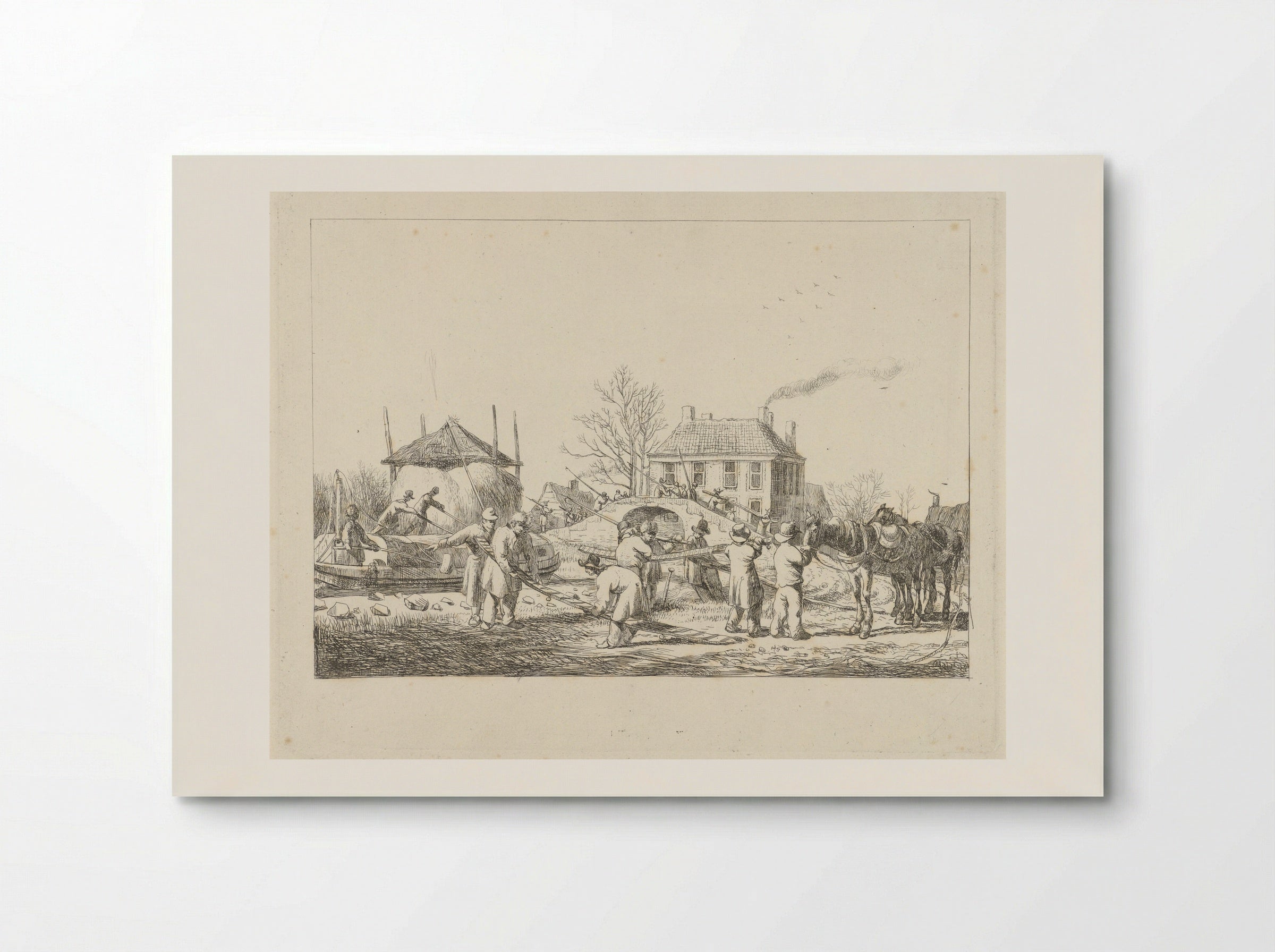 Boeren bevestigen een weg, beleg van Naarden 1813-1814 - Pieter Gerardus van Os - Poster