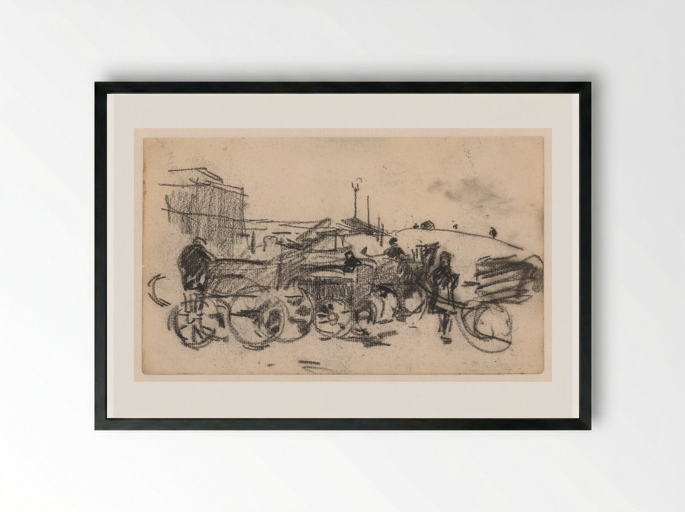 Boeren met karren - Willem Bastiaan Tholen - Framed Print Black