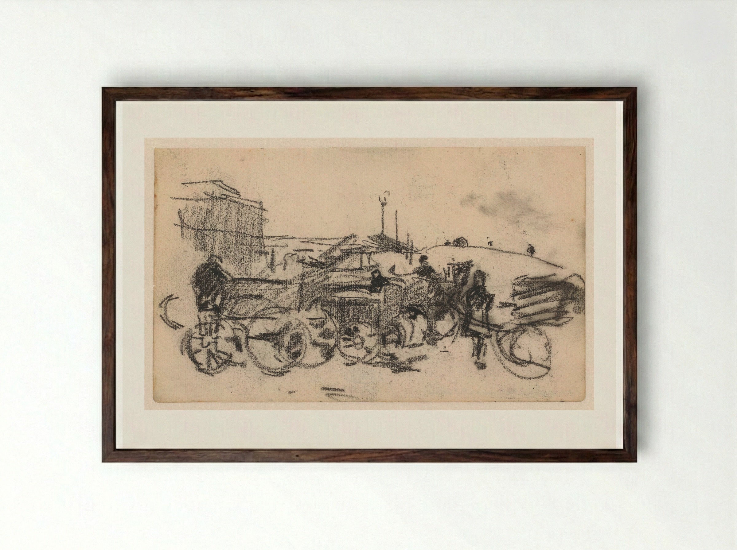 Boeren met karren - Willem Bastiaan Tholen - Framed Print Dark Wood