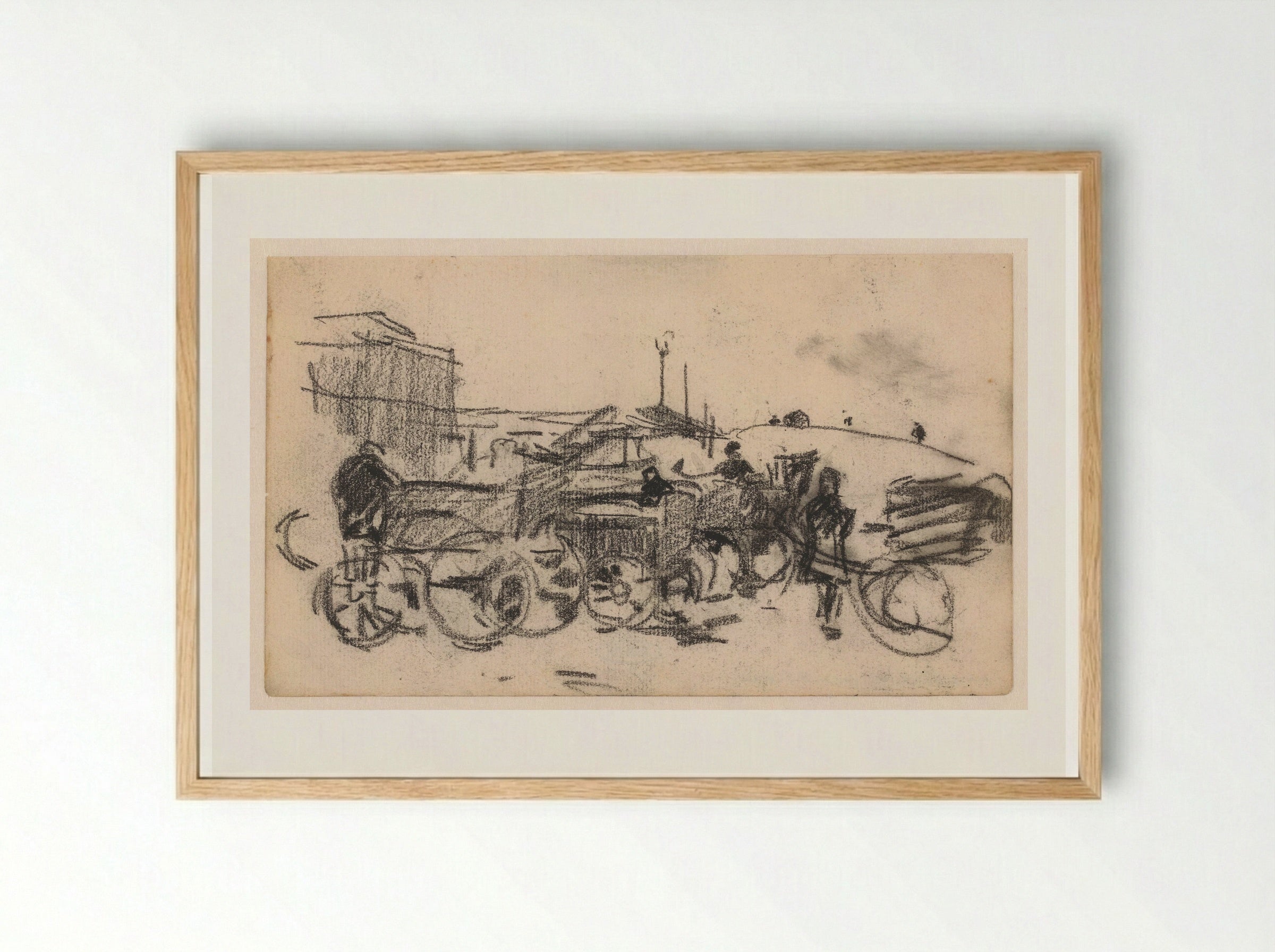 Boeren met karren - Willem Bastiaan Tholen - Framed Print Wood