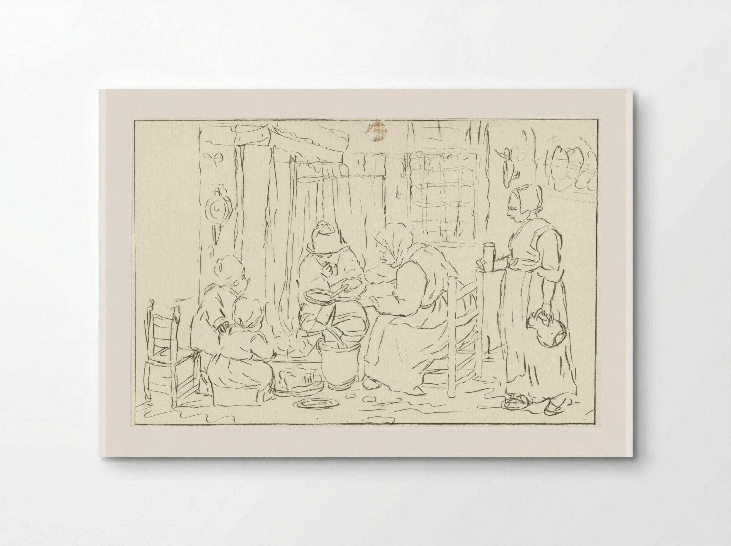 Boerenbinnenhuis met koekenbakster - Cornelis Ploos van Amstel - Poster