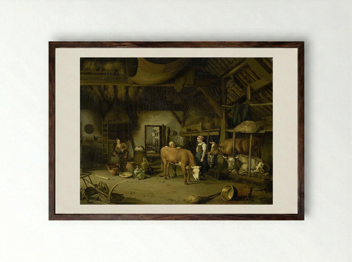 Boerendeel (Farm Interior) - James de Rijk - Framed Print Dark Wood