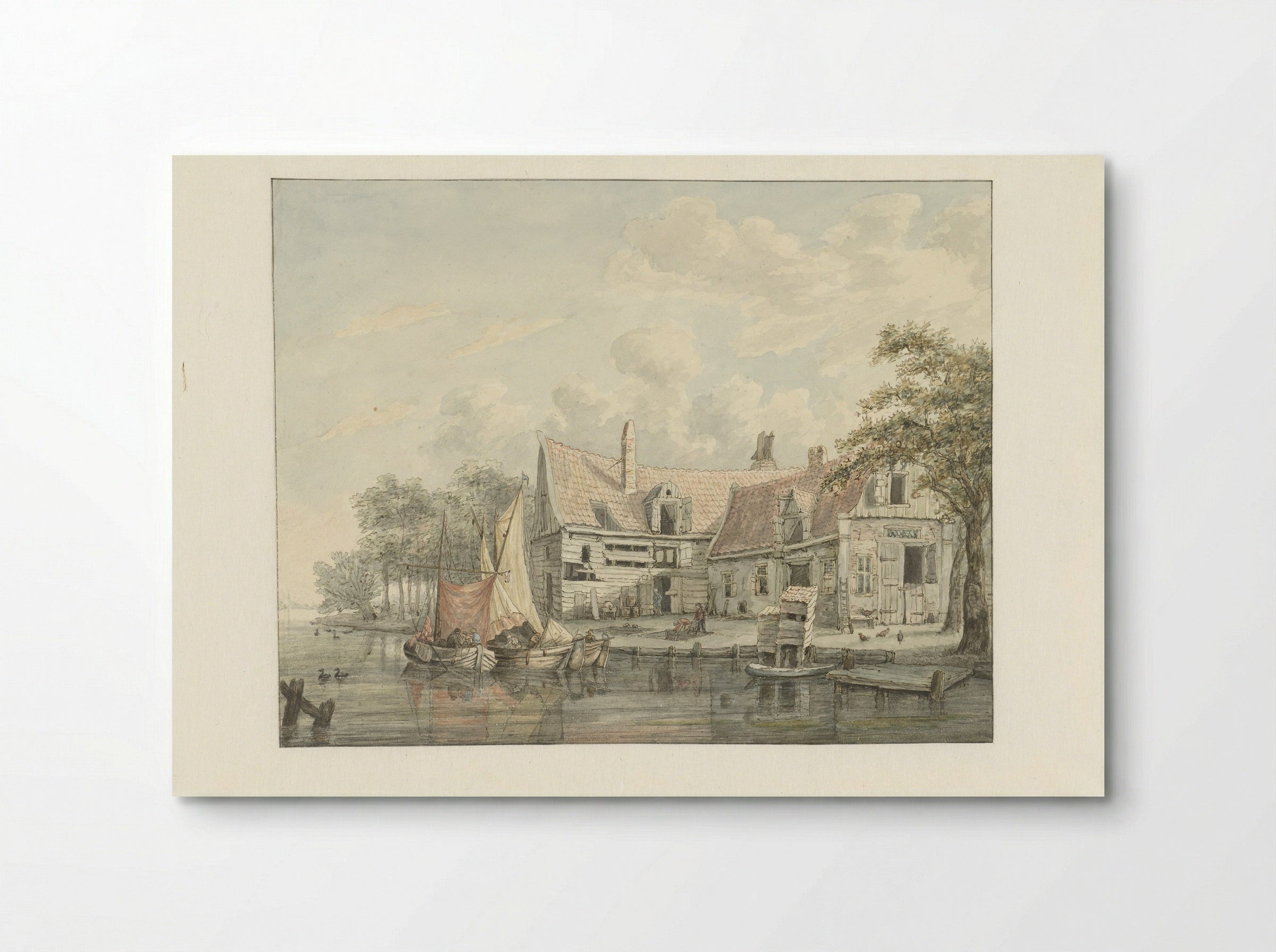 Boerenerf aan het water - Gerrit Hulseboom - Poster