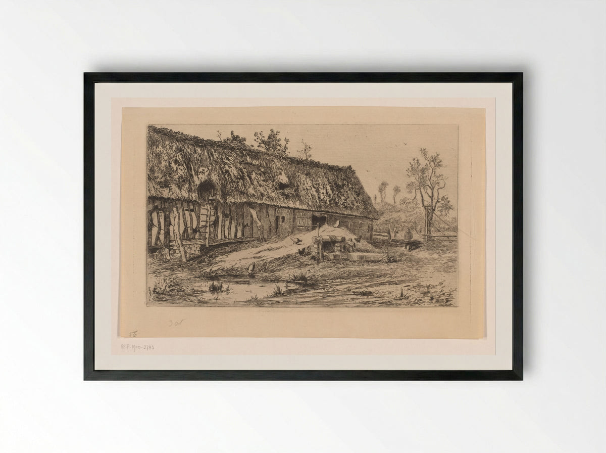 Boerenerf in Veules - Carel Nicolaas Storm van 's-Gravesande - Framed Print Black