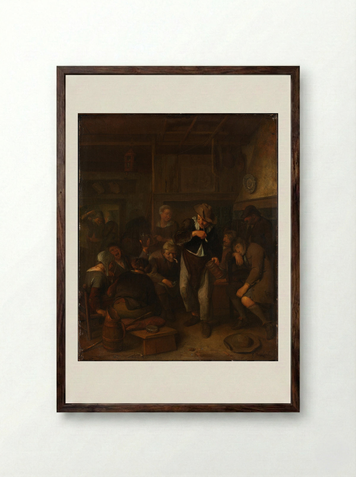 Boerenherberg (Peasant Inn) - Richard Brakenburg - Framed Print Dark Wood