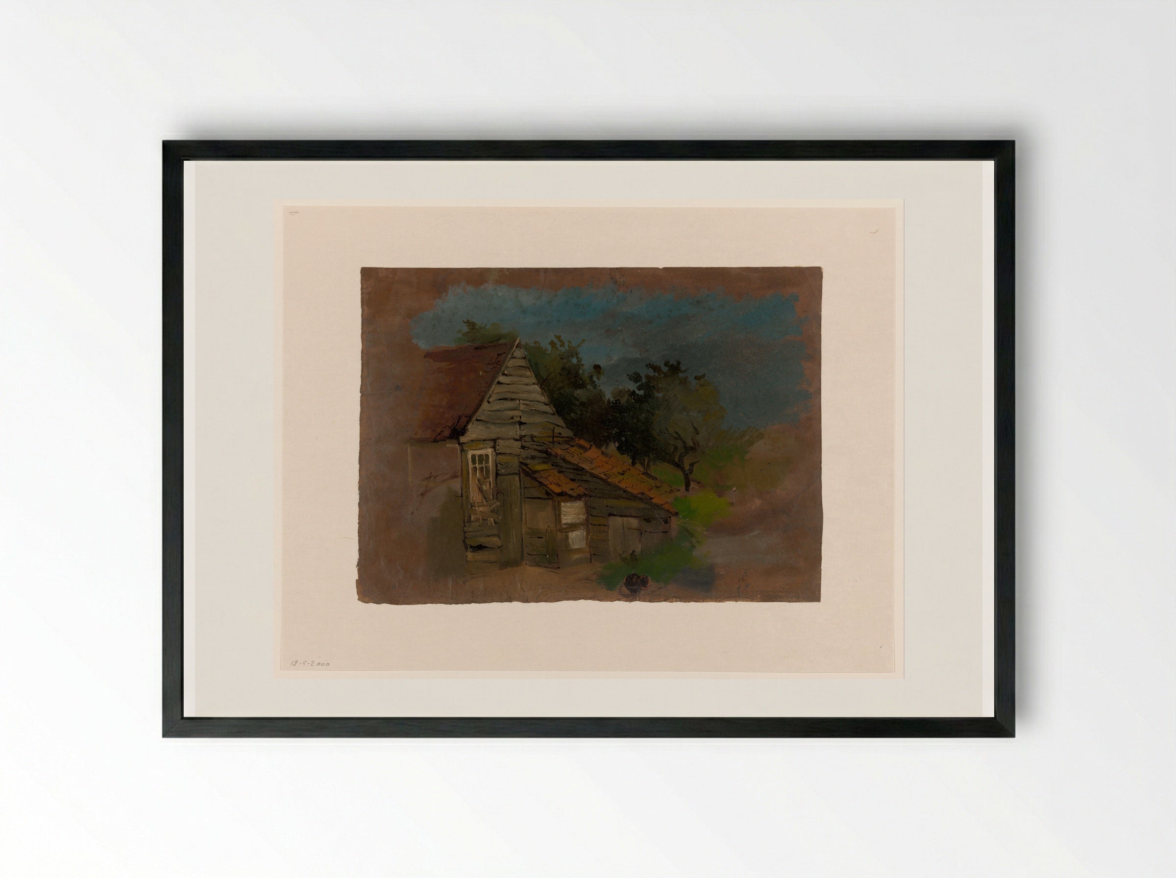 Boerenhuis met kleine schuur - Jan Weissenbruch - Framed Print Black