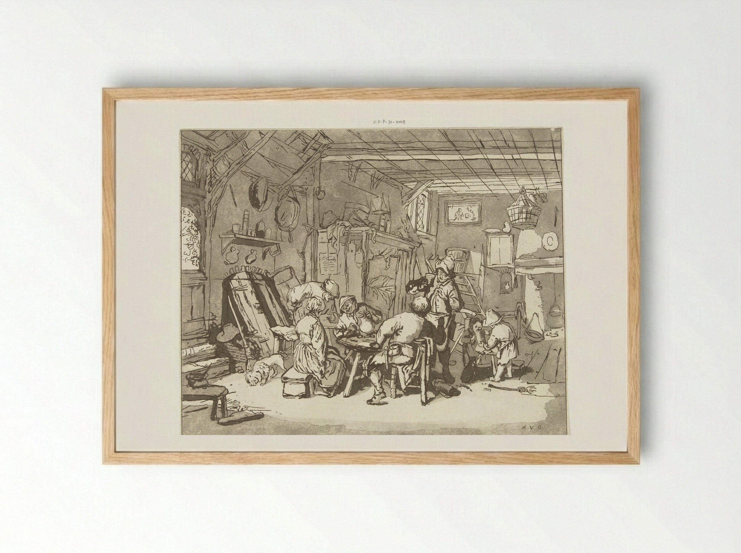 Boereninterieur (Peasant Interior) - Anthonie van den Bos - Framed Print Wood