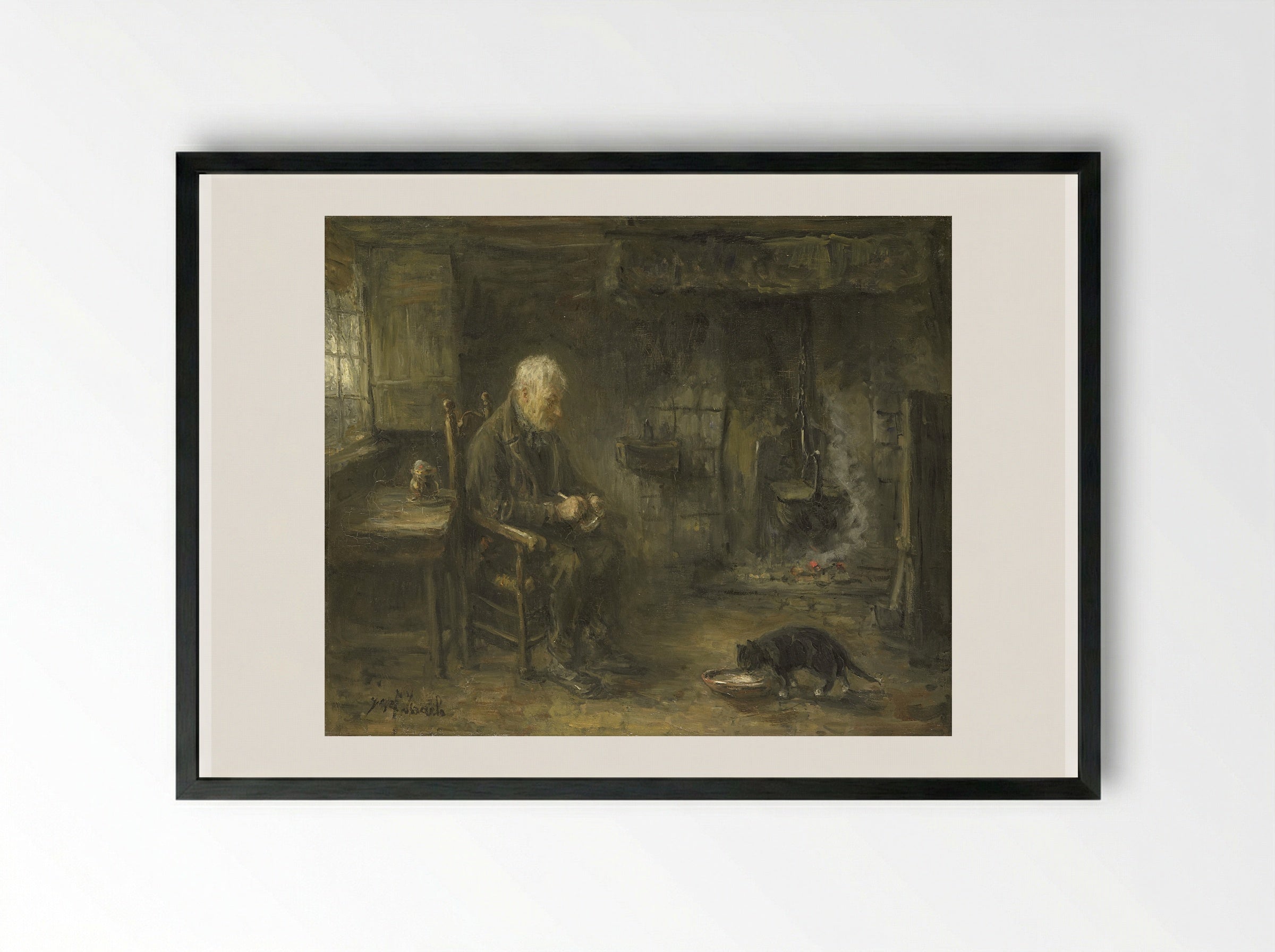 Boereninterieur - Jozef Israëls - Framed Print Black