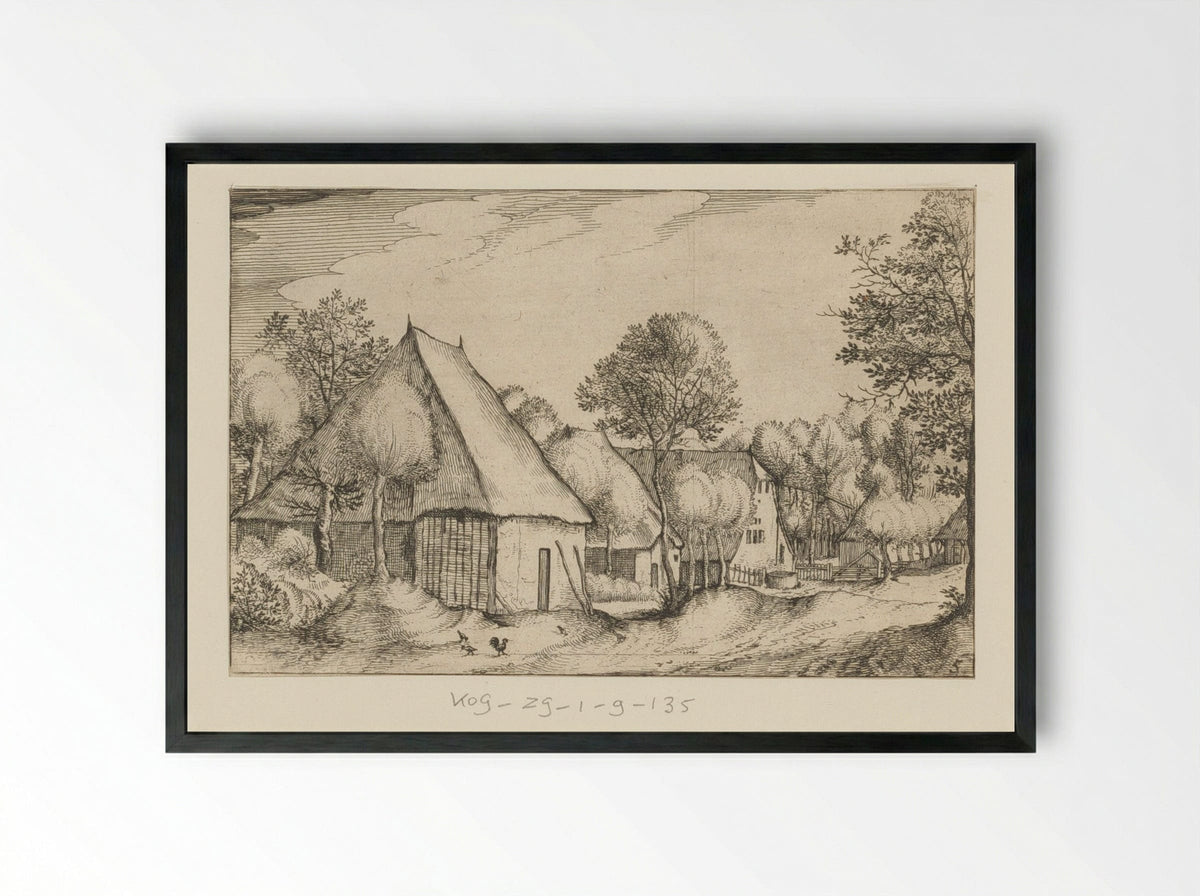 Boerenland (Farmstead) - Claes Jansz. Visscher (II) - Framed Print Black