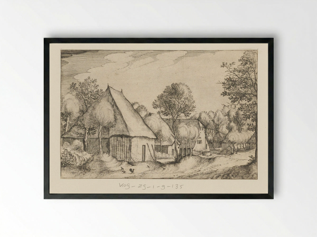 Boerenland (Farmstead) - Claes Jansz. Visscher (II) - Framed Print Black