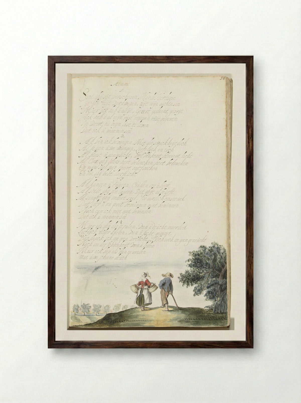 Boerenpaar, van achteren - Gesina ter Borch - Framed Print Dark Wood