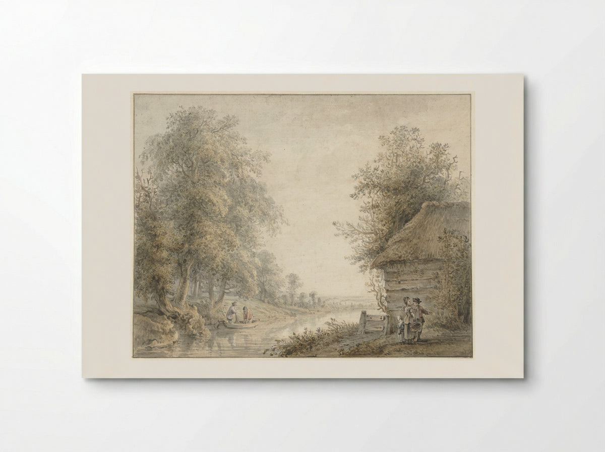Boerenschuur bij een vaart aan een boszoom - Jacobus Versteegen - Poster