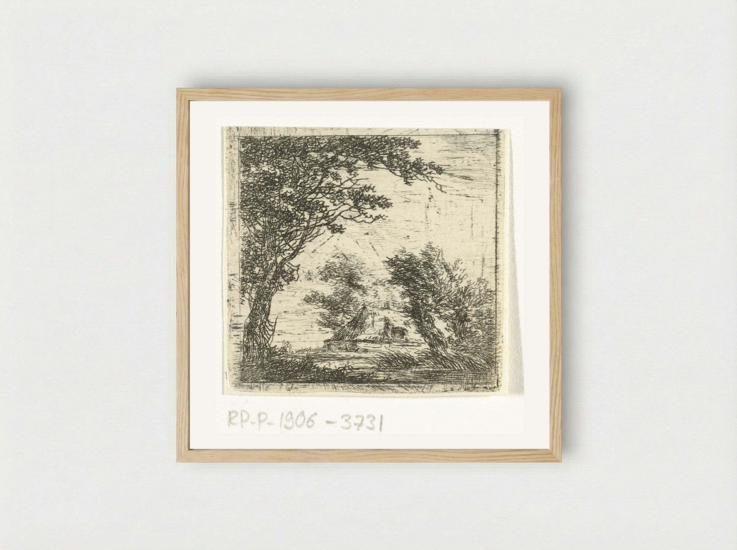 Boerenwoning tussen bomen - Hermanus van Brussel - Framed Print Wood
