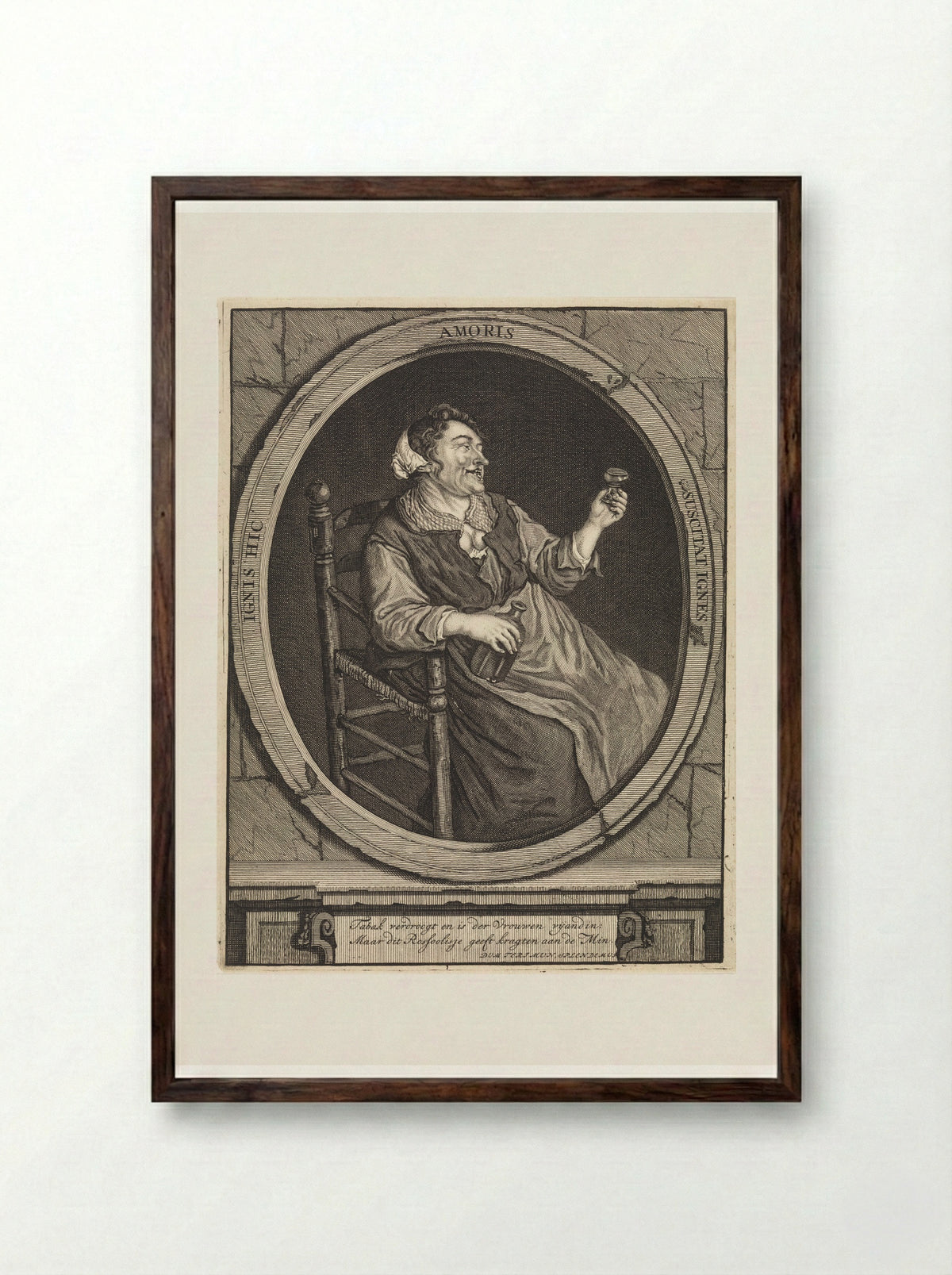 Boerin met een roemer - Matthijs Pool - Framed Print Dark Wood