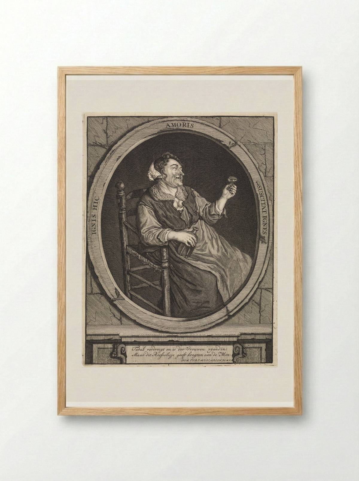 Boerin met een roemer - Matthijs Pool - Framed Print Wood
