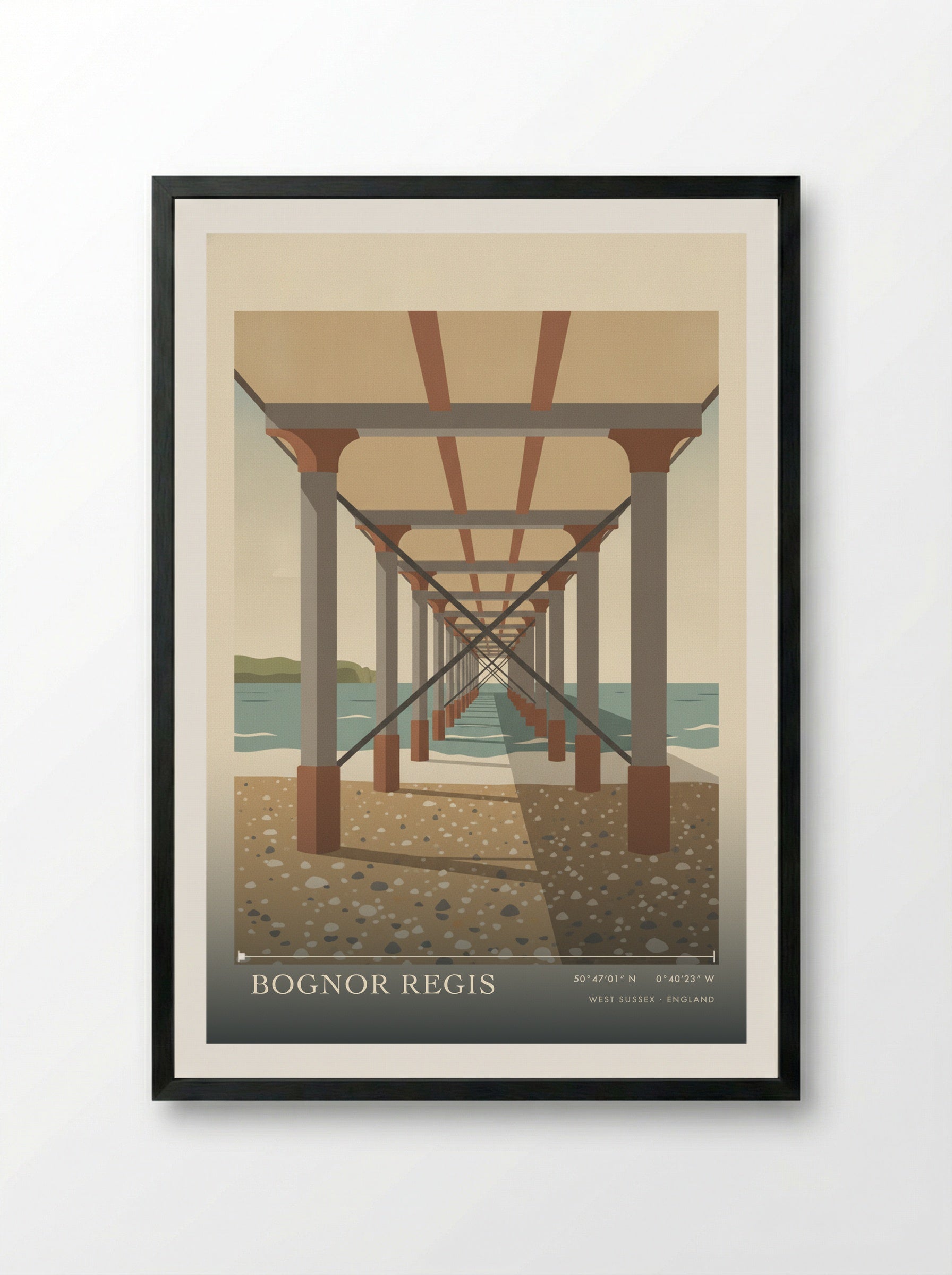 Bognor Regis West Sussex England Travel Poster - Framed Print Black