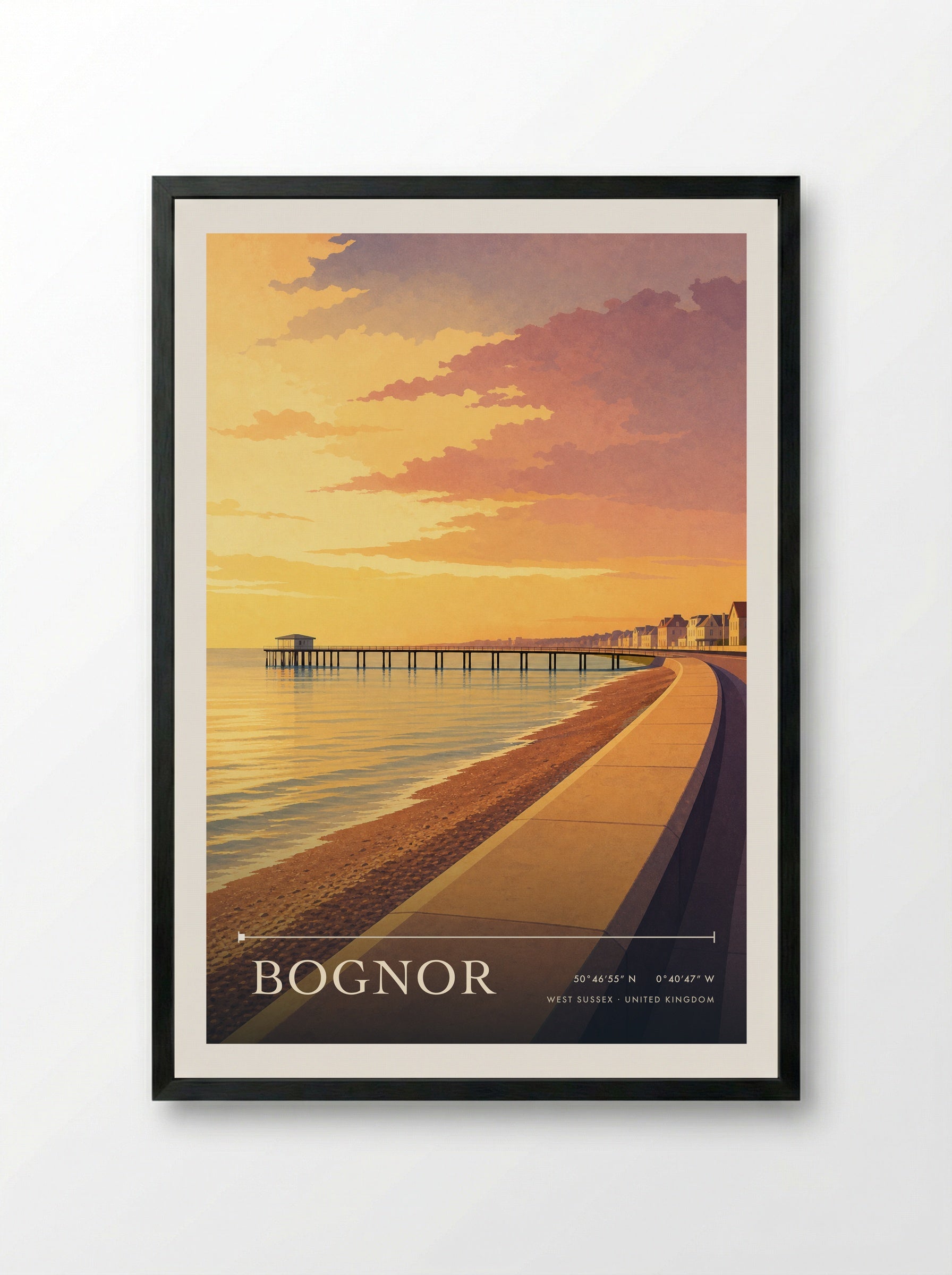 Bognor West Sussex United Kingdom Travel Poster - Framed Print Black