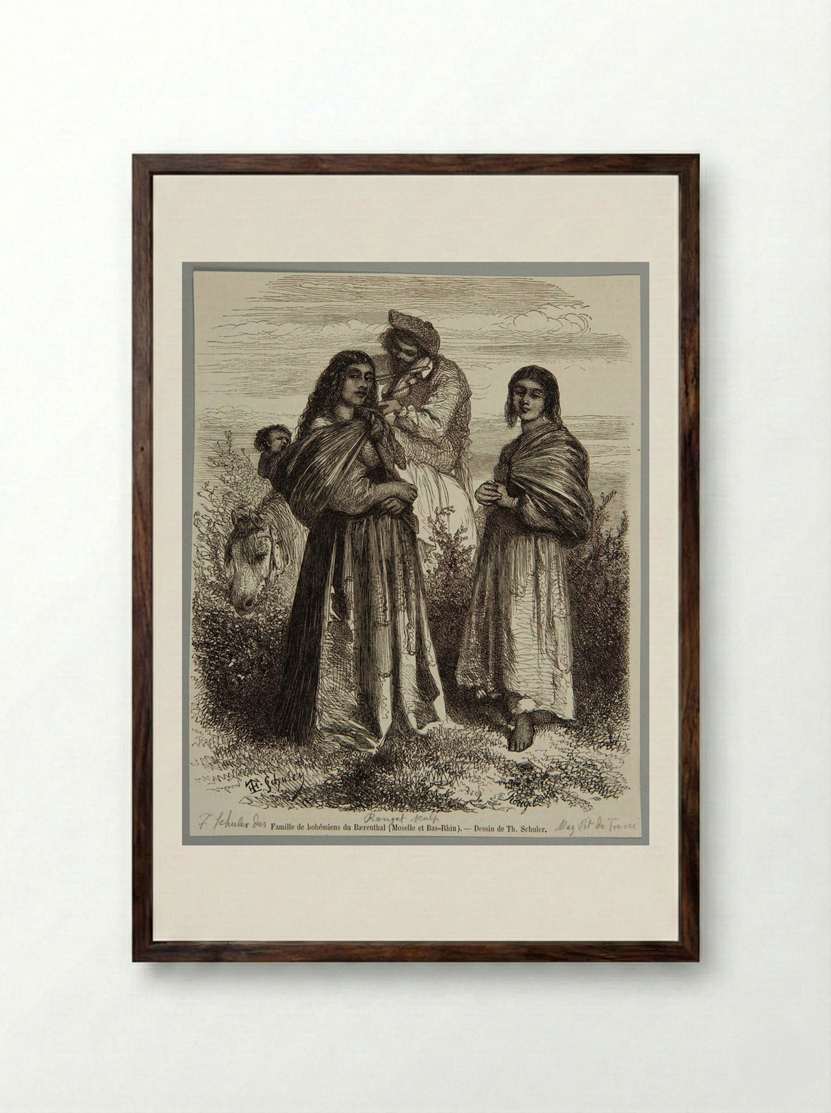Bohemian Family of Baerenthal - François Rouget - Framed Print Dark Wood