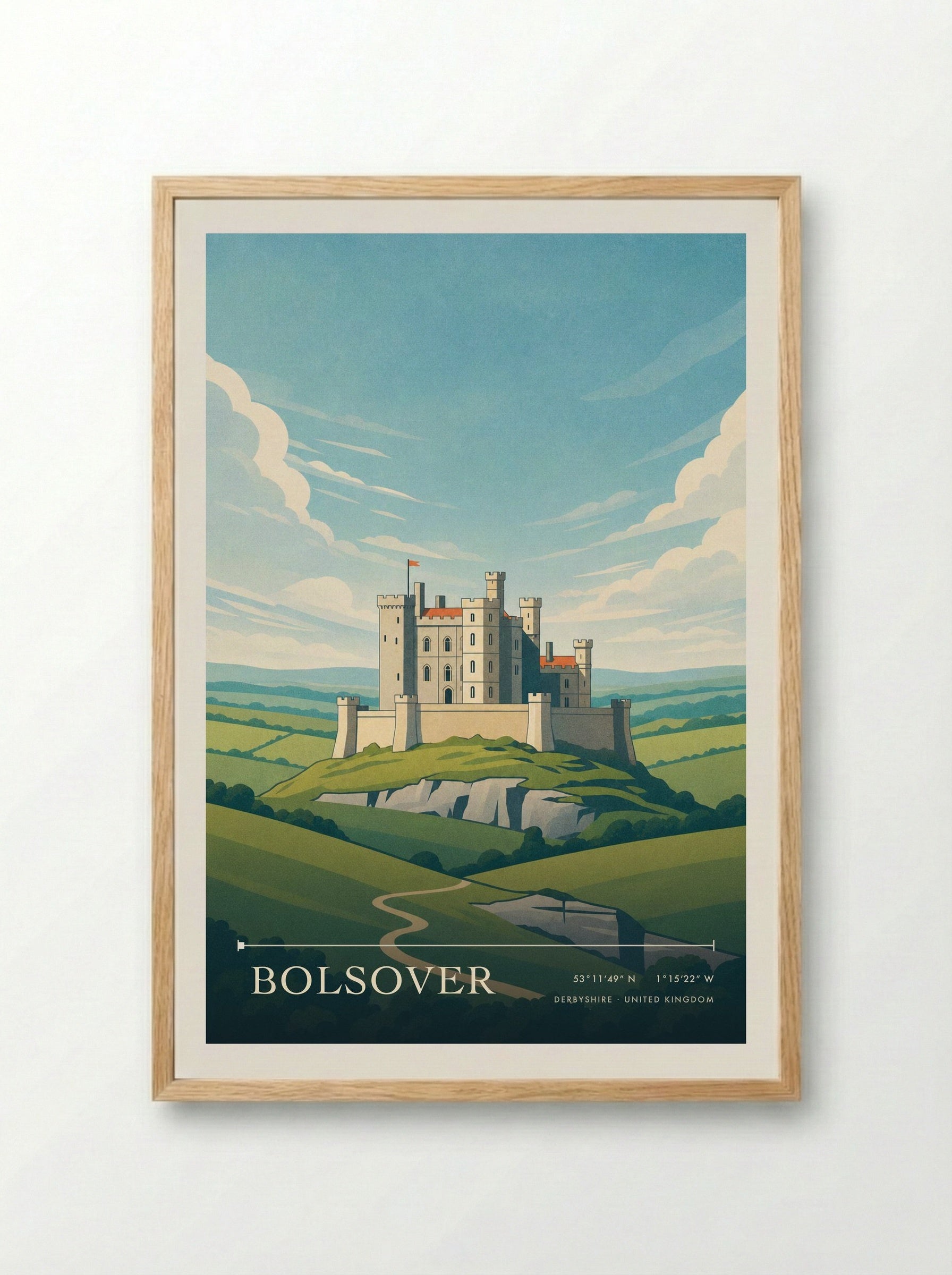 Bolsover Derbyshire United Kingdom Travel Poster - Framed Print Wood