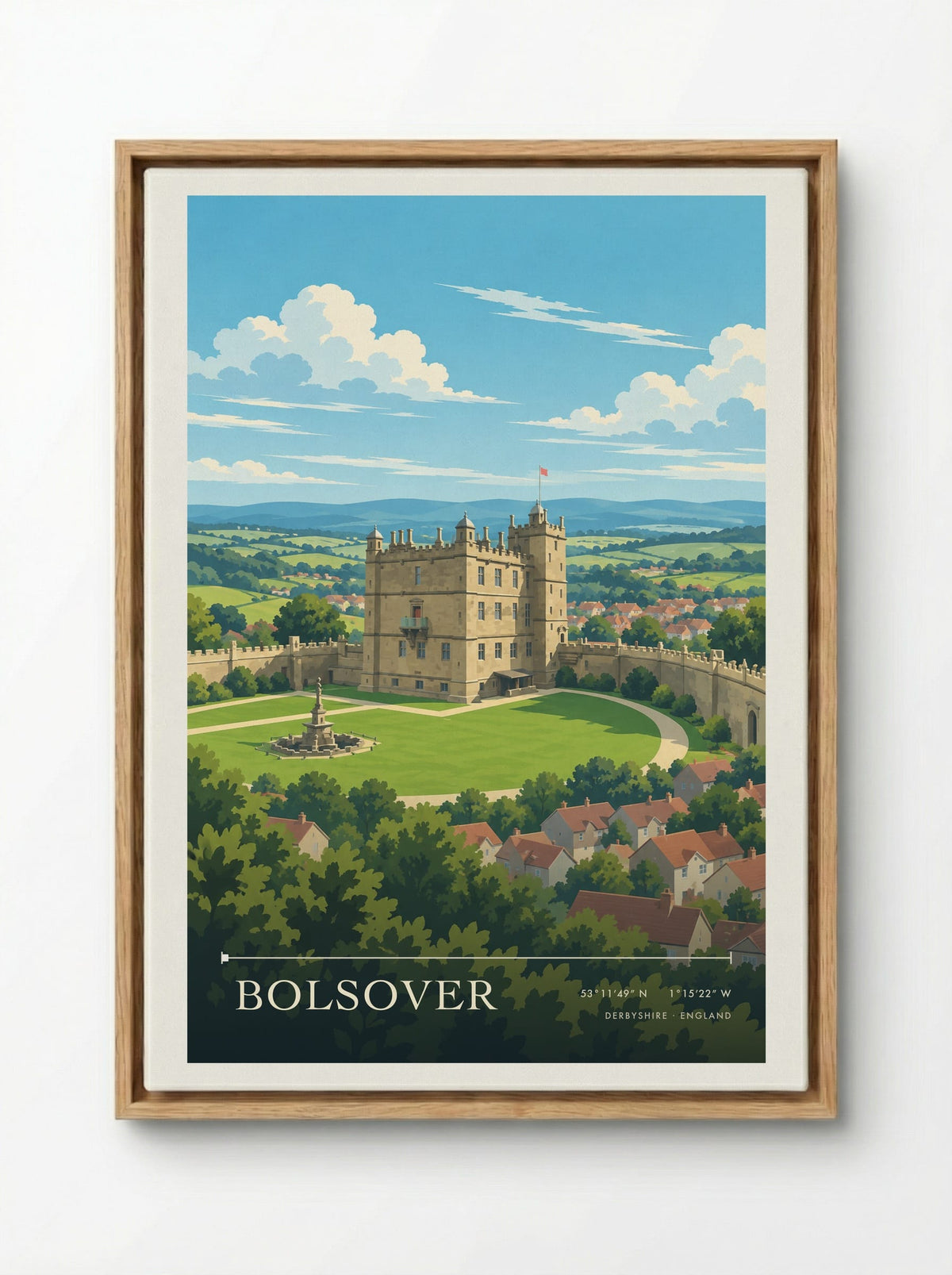Bolsover, Derbyshire | Travel Poster - Framed Canvas Wood