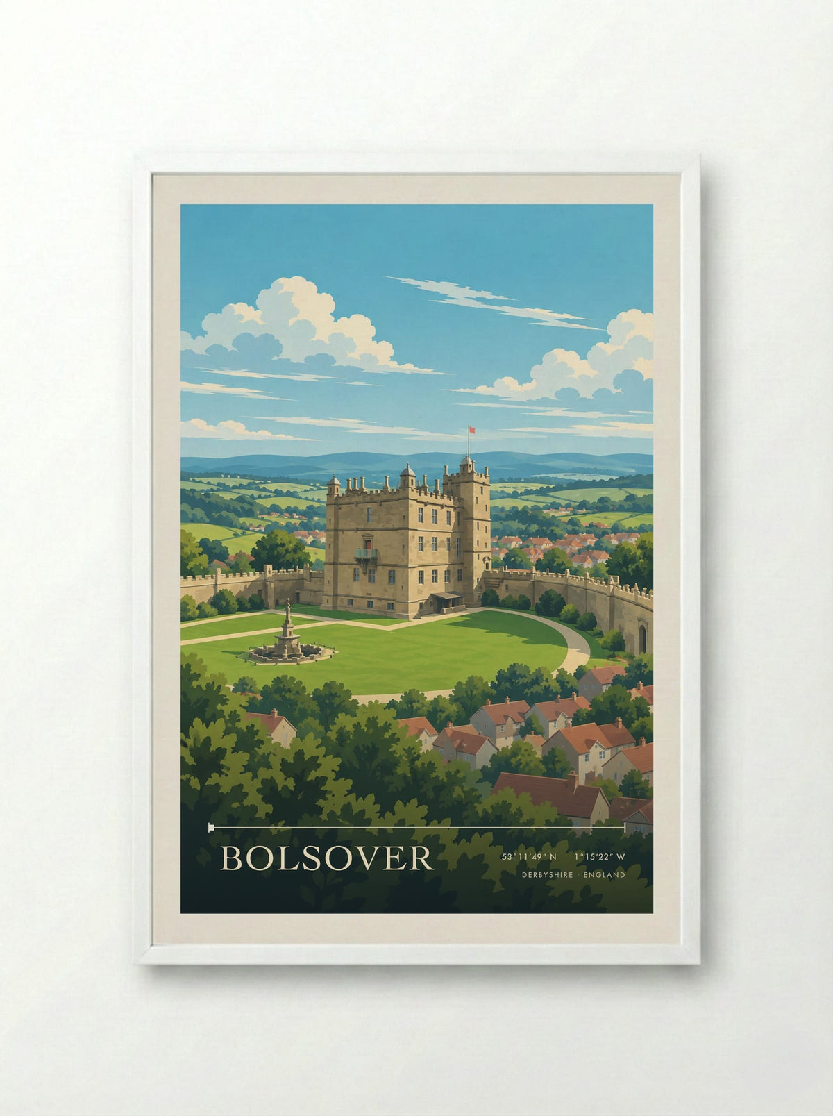 Bolsover, Derbyshire | Travel Poster - Framed Print White