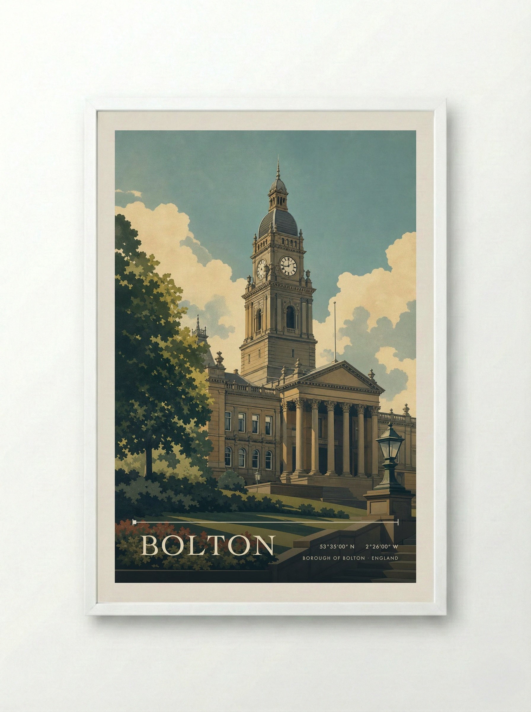 Bolton Borough of Bolton England Travel Poster - Framed Print White