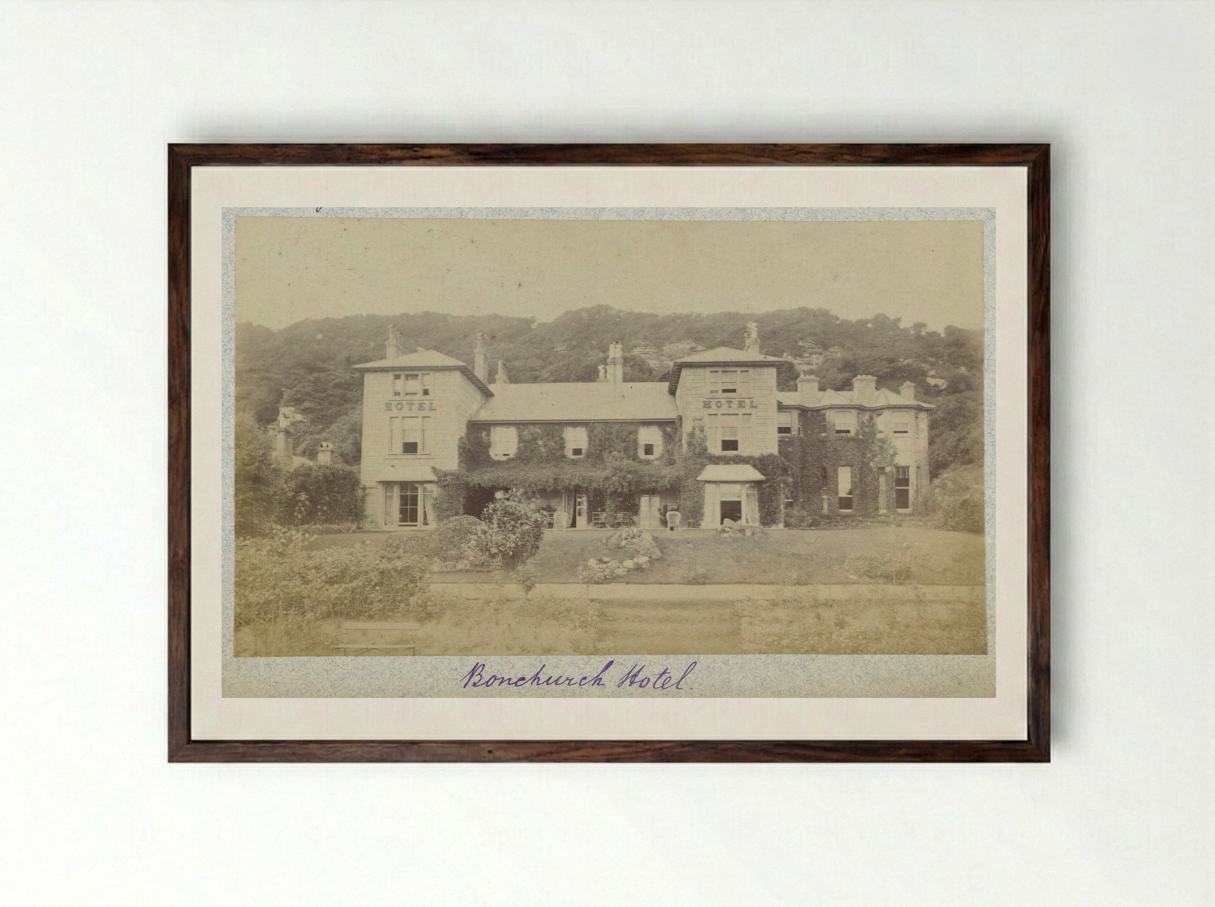 Bonchurch Hotel in Bonchurch - Henry Pauw van Wieldrecht - Framed Print Dark Wood