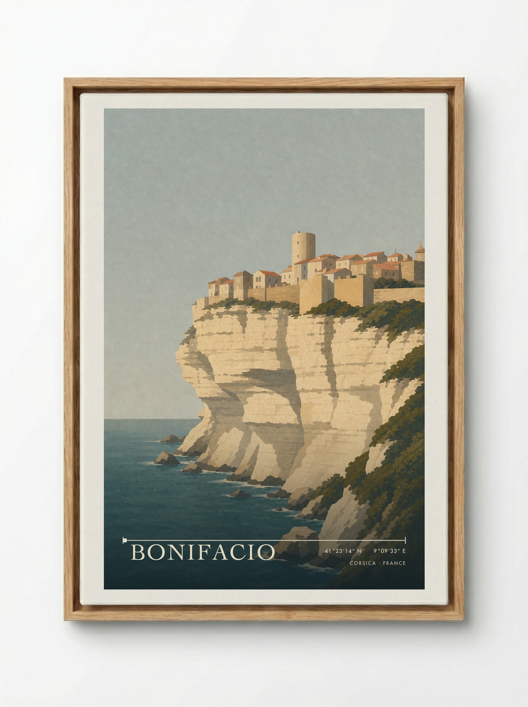 Bonifacio Travel Poster Artwork - Framed Canvas Wood
