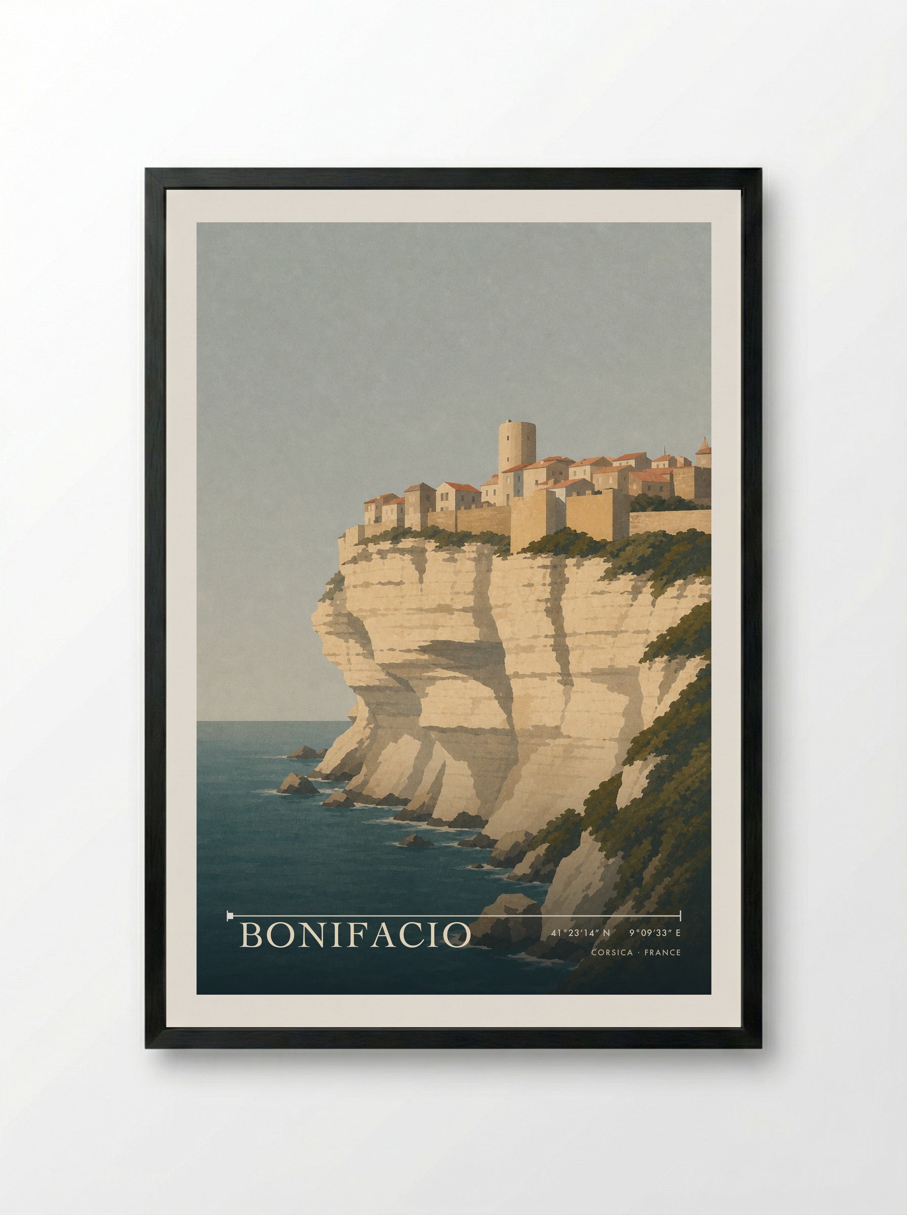 Bonifacio Travel Poster Artwork - Framed Print Black