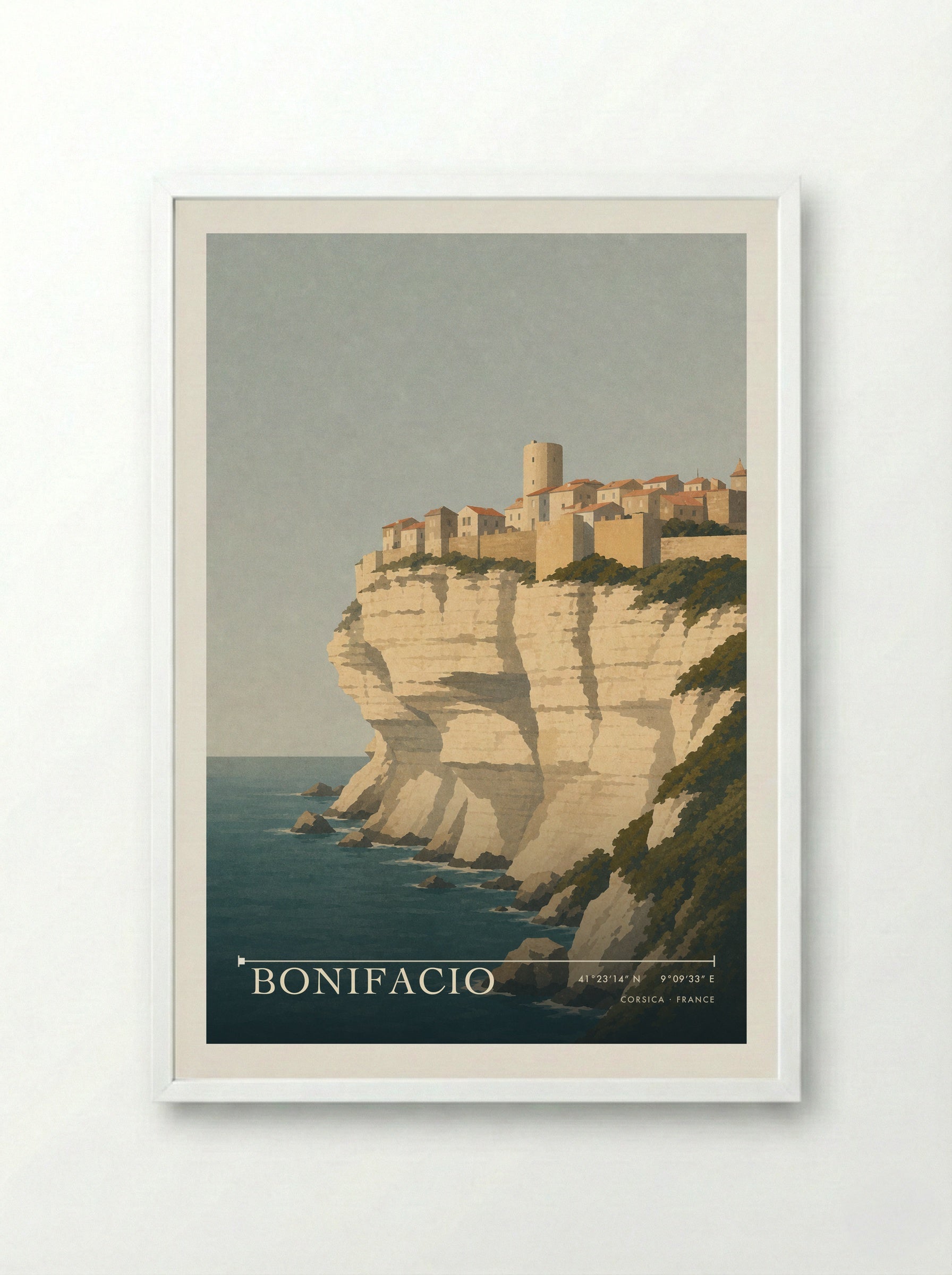 Bonifacio Travel Poster Artwork - Framed Print White