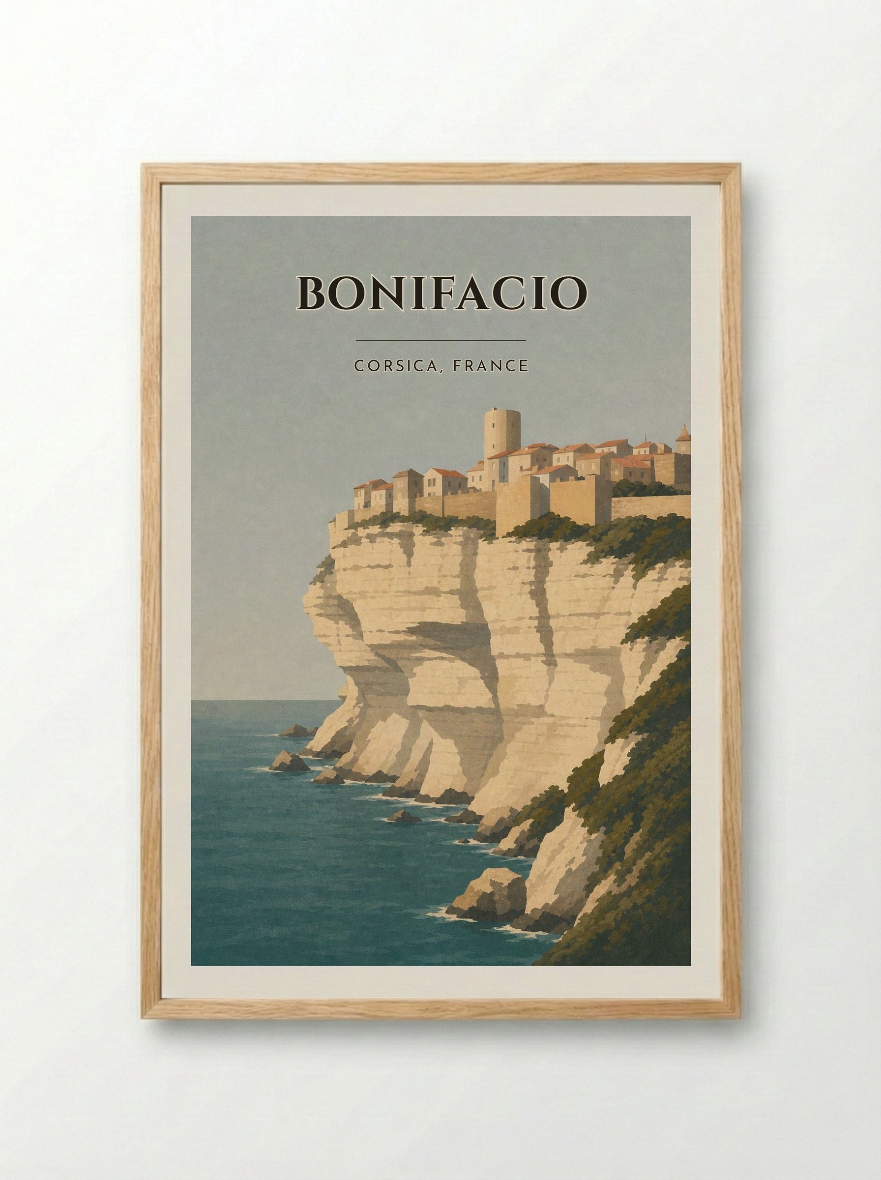 Bonifacio Travel Poster Artwork - Framed Print Wood
