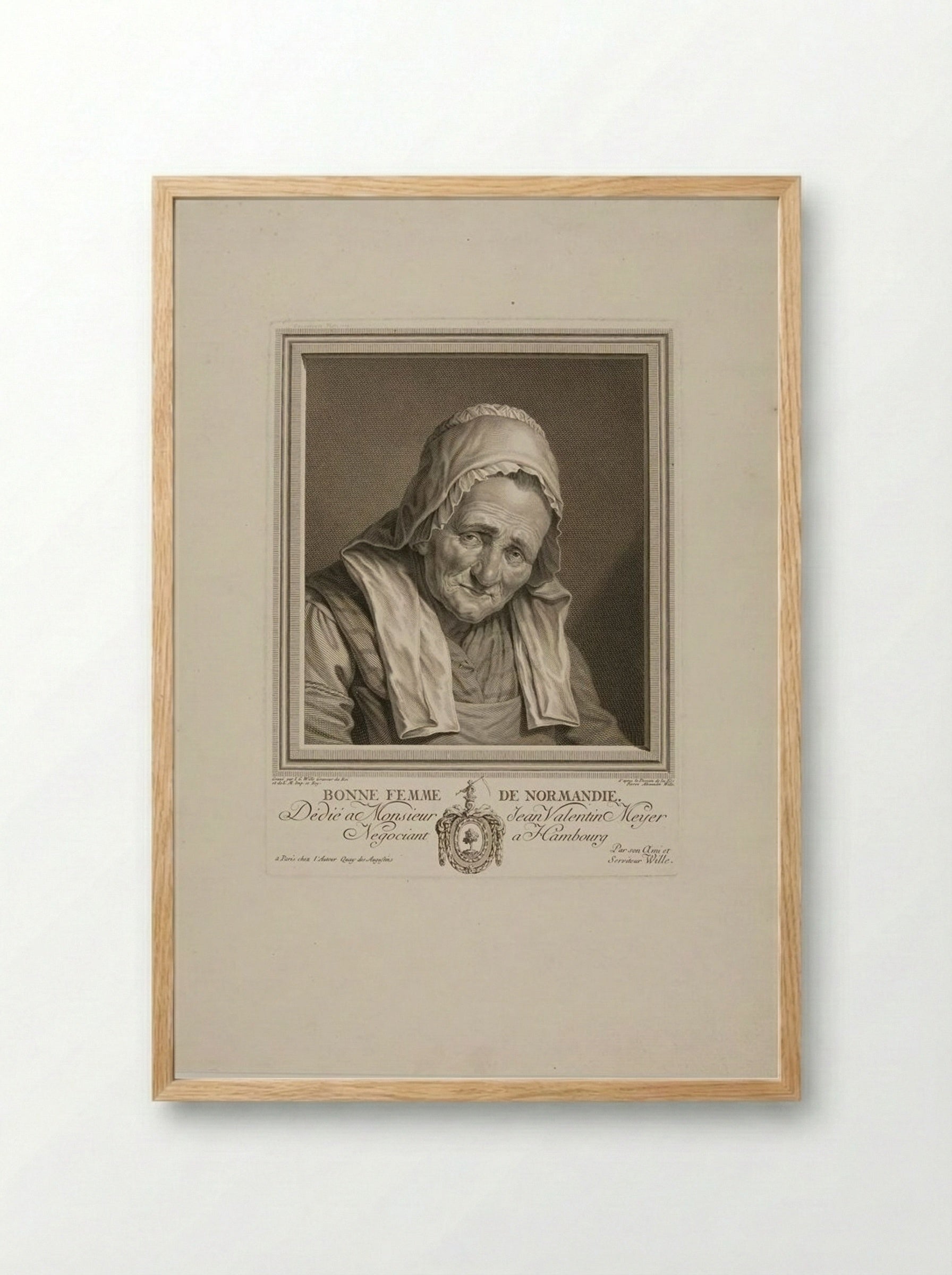Bonne Femme de Normandie - Johann Georg Wille - Framed Print Wood