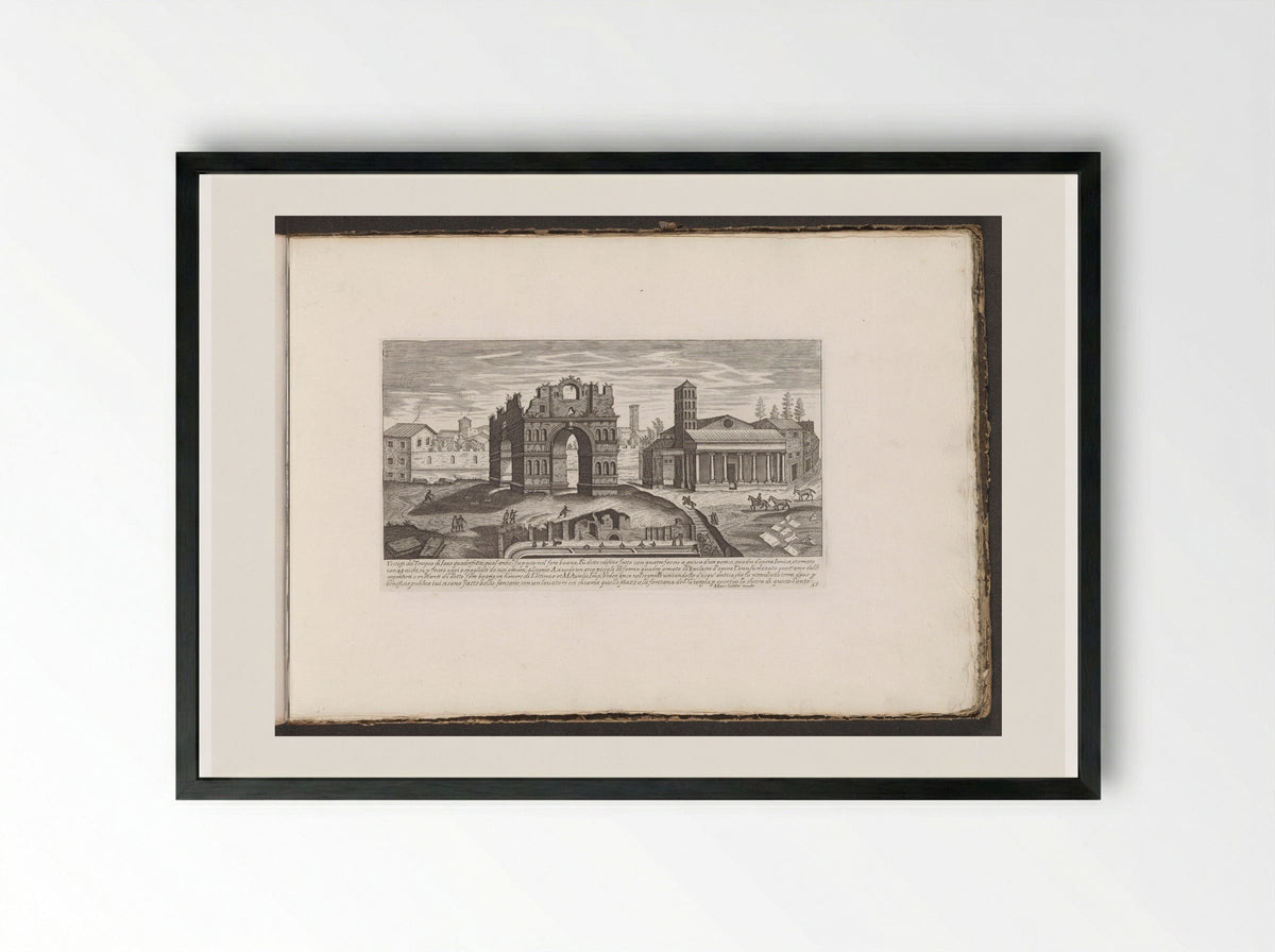 Boog van Janus en San Giorgio in Velabro - Giovanni Giacomo de' Rossi - Framed Print Black