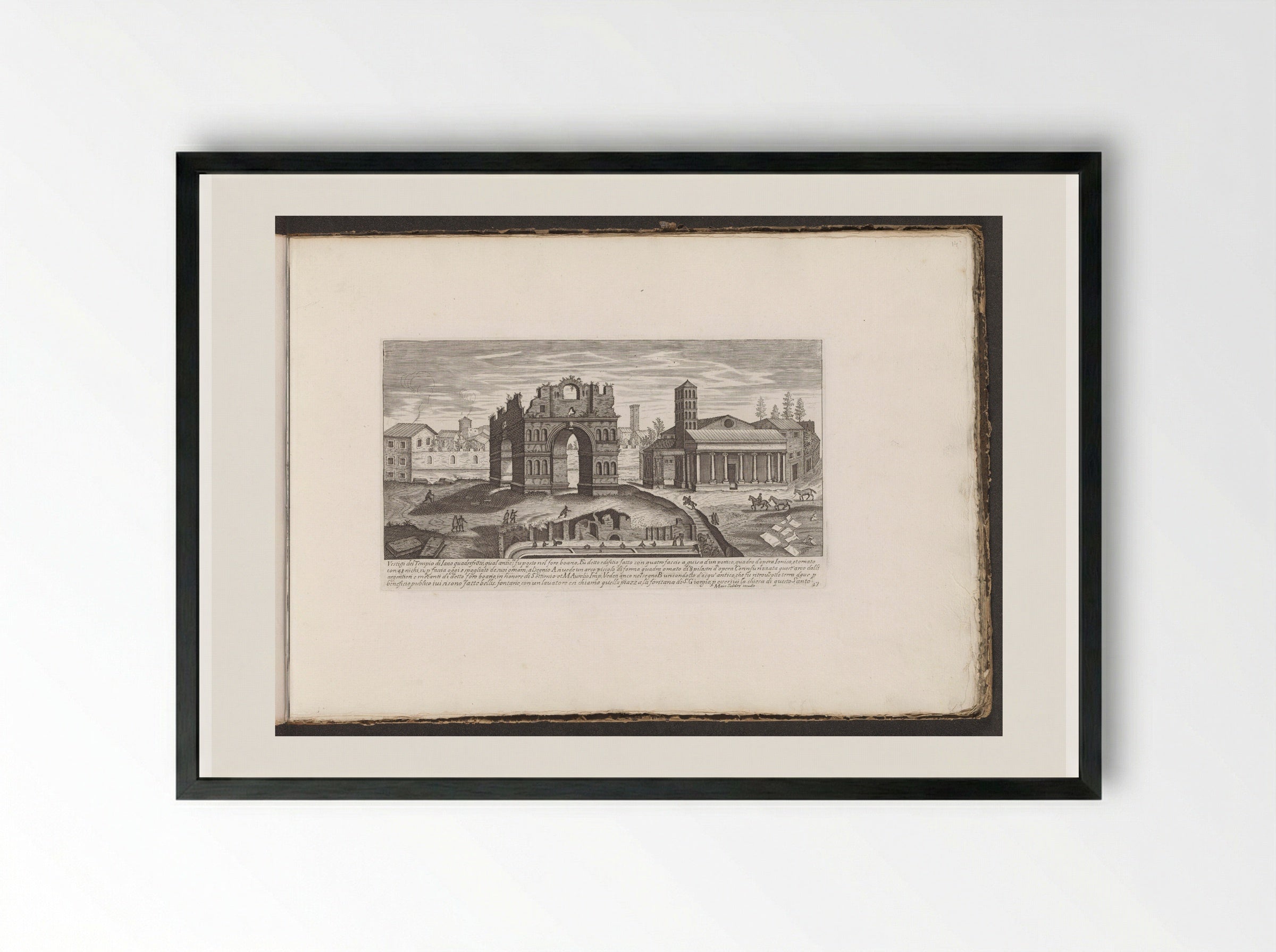 Boog van Janus en San Giorgio in Velabro - Giovanni Giacomo de' Rossi - Framed Print Black