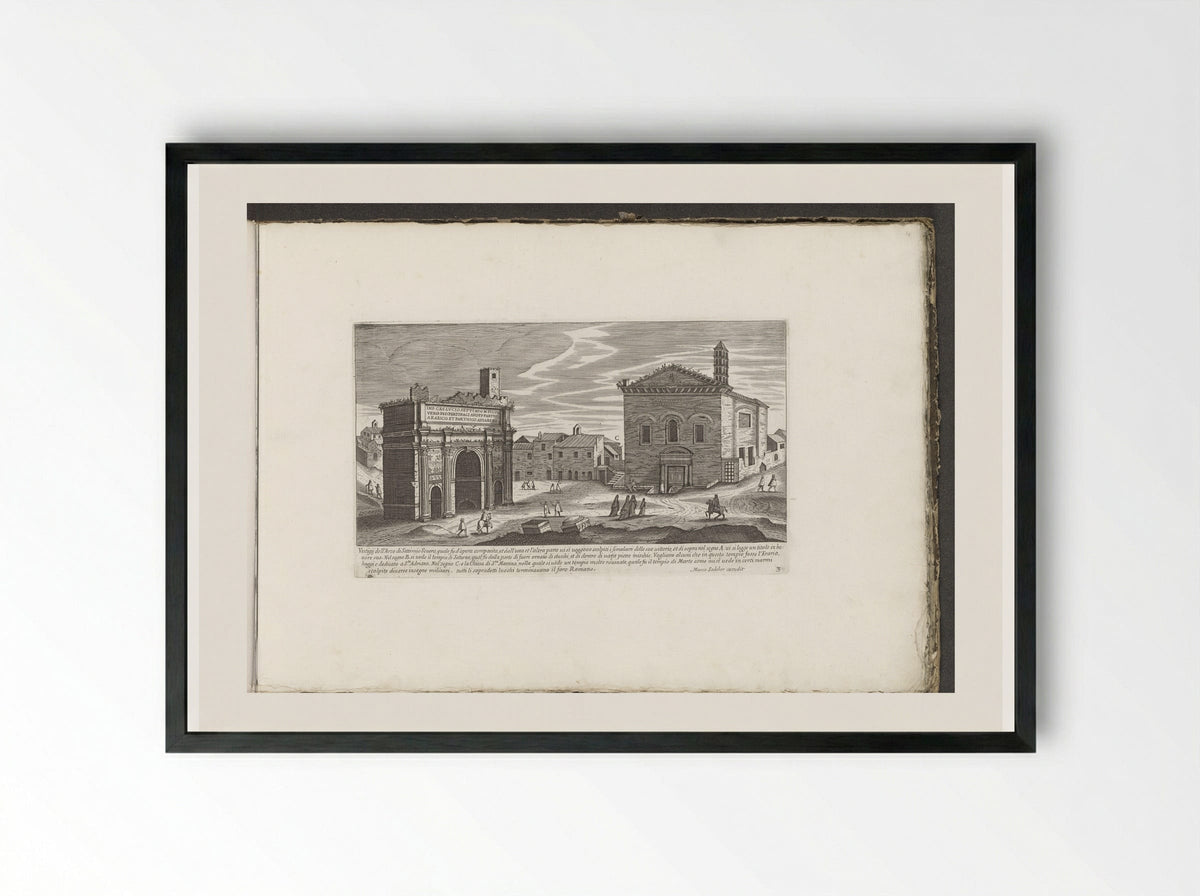 Boog van Septimius Severus en de Curia Julia - Giovanni Giacomo de' Rossi - Framed Print Black