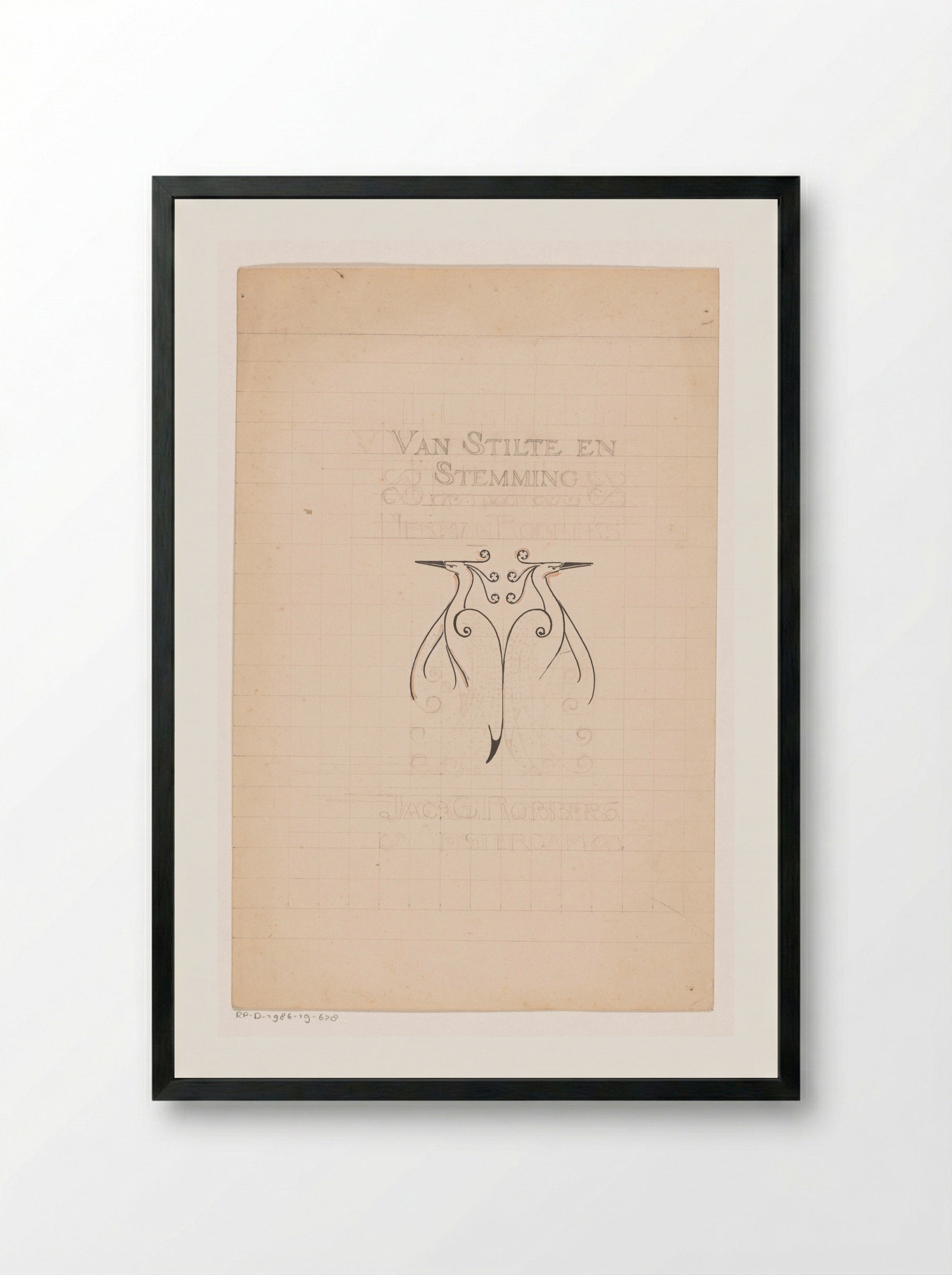 Book Cover Design for Van Stilte en Stemming - Reinier Willem Petrus de Vries - Framed Print Black