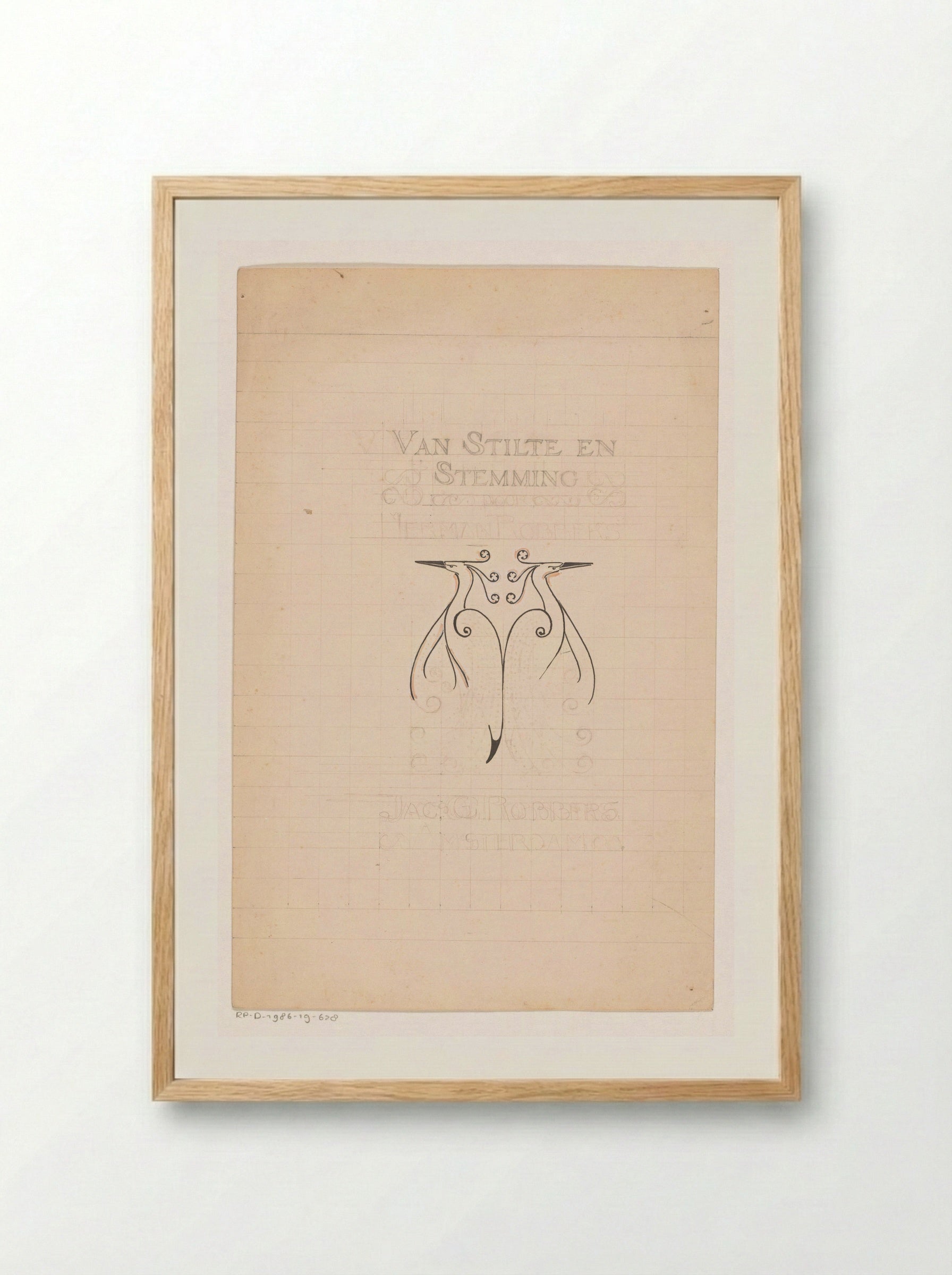 Book Cover Design for Van Stilte en Stemming - Reinier Willem Petrus de Vries - Framed Print Wood