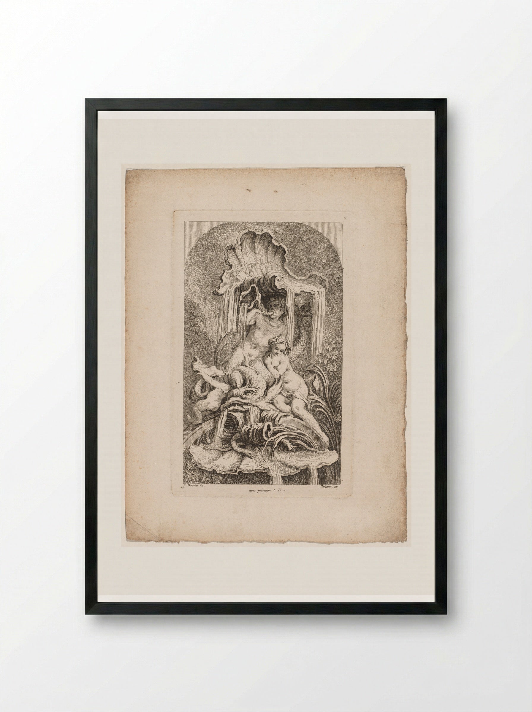 Book of Fountains: No. 4 - Gabriel Huquier - Framed Print Black