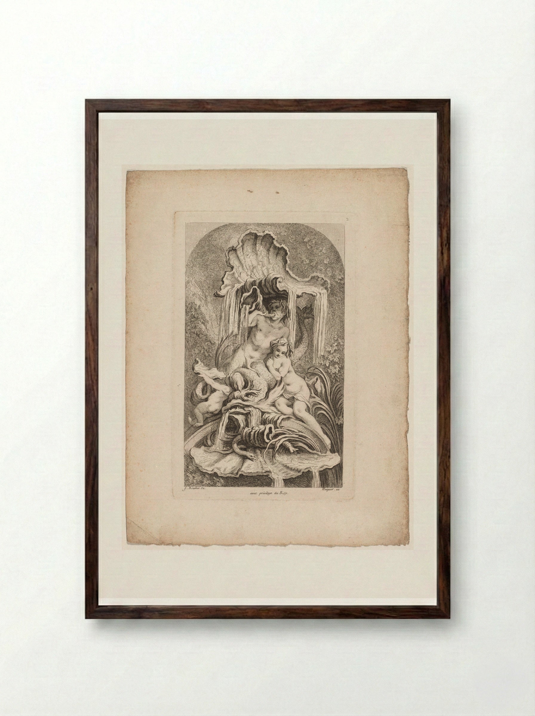 Book of Fountains: No. 4 - Gabriel Huquier - Framed Print Dark Wood