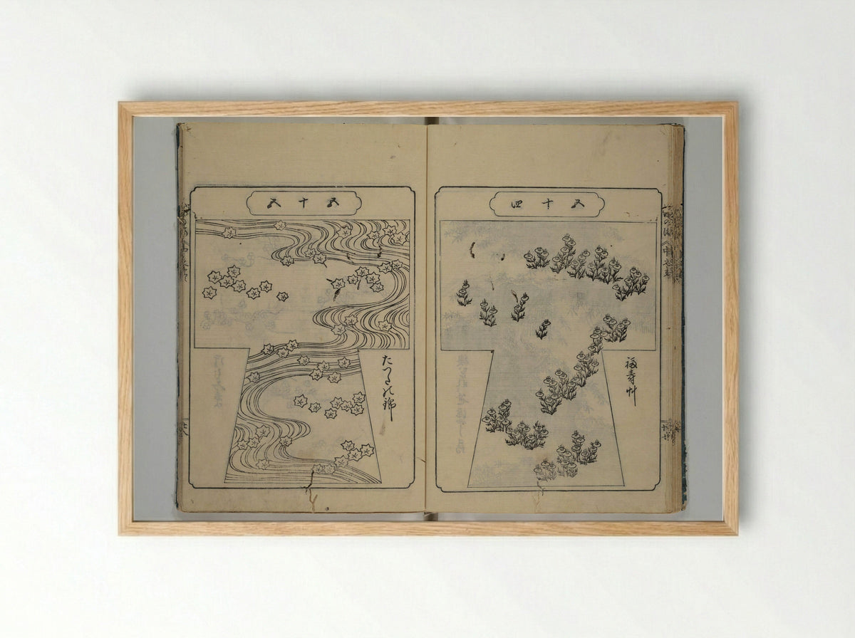 Book of Kosode Patterns (Hiinagata Ise no umi) - Enoki Shinuemon Hironobu - Framed Print Wood