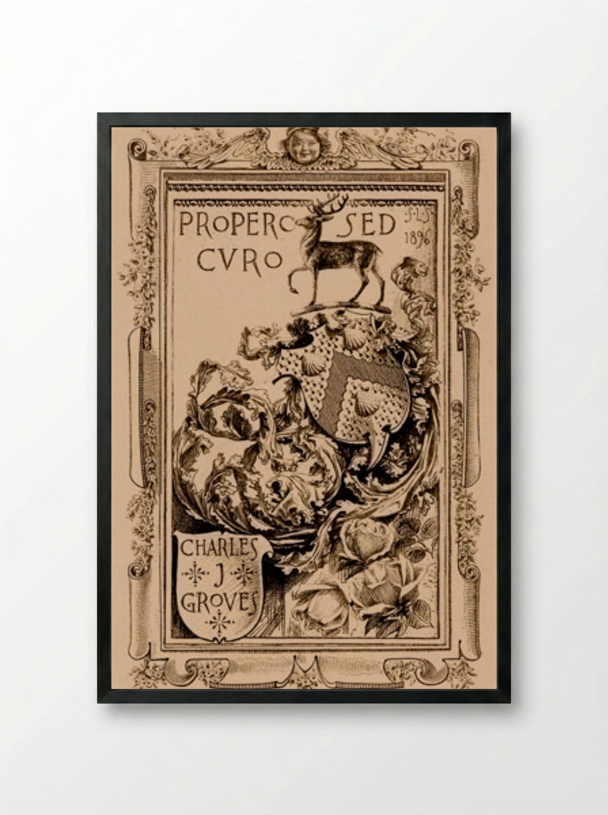 Bookplate of Charles J. Groves - Sidney L. Smith - Framed Print Black