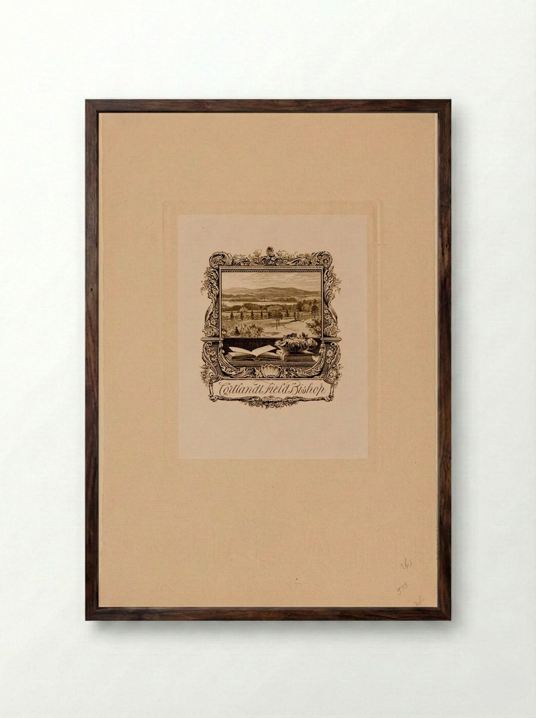 Bookplate of Cortlandt Field Bishop - Sidney L. Smith - Framed Print Dark Wood