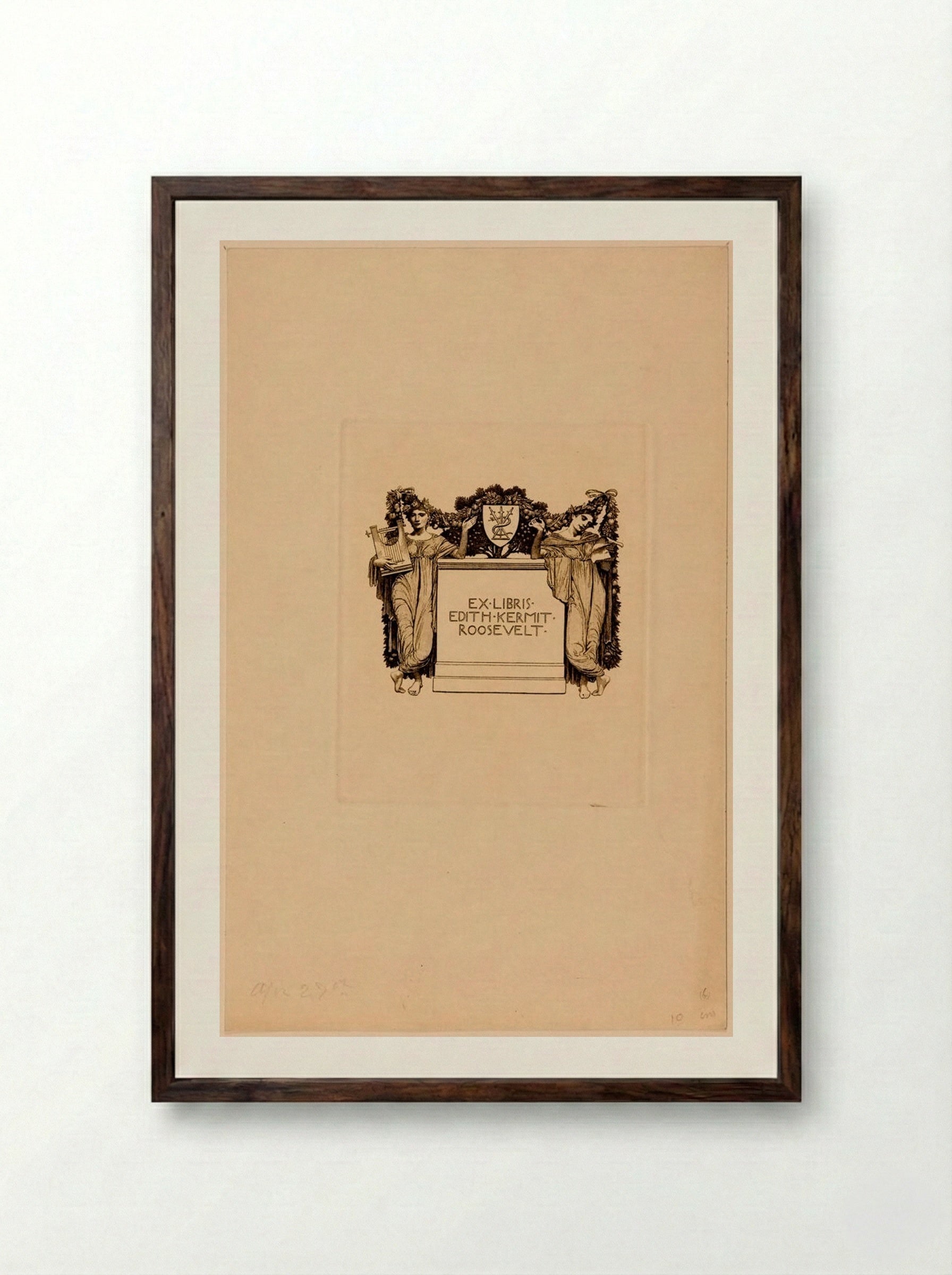 Bookplate of Edith Kermit Roosevelt - Sidney L. Smith - Framed Print Dark Wood