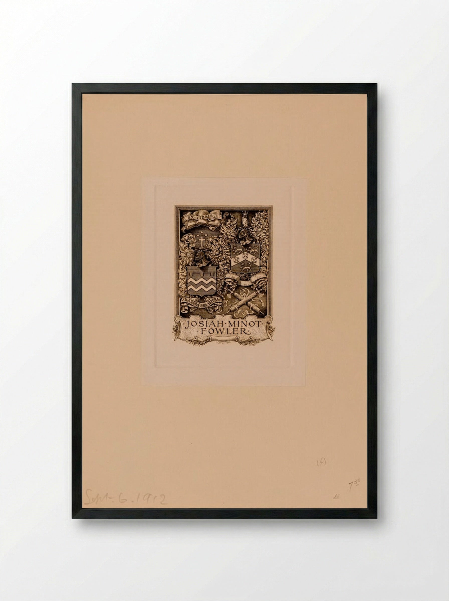Bookplate of Josiah Minot Fowler - Sidney L. Smith - Framed Print Black