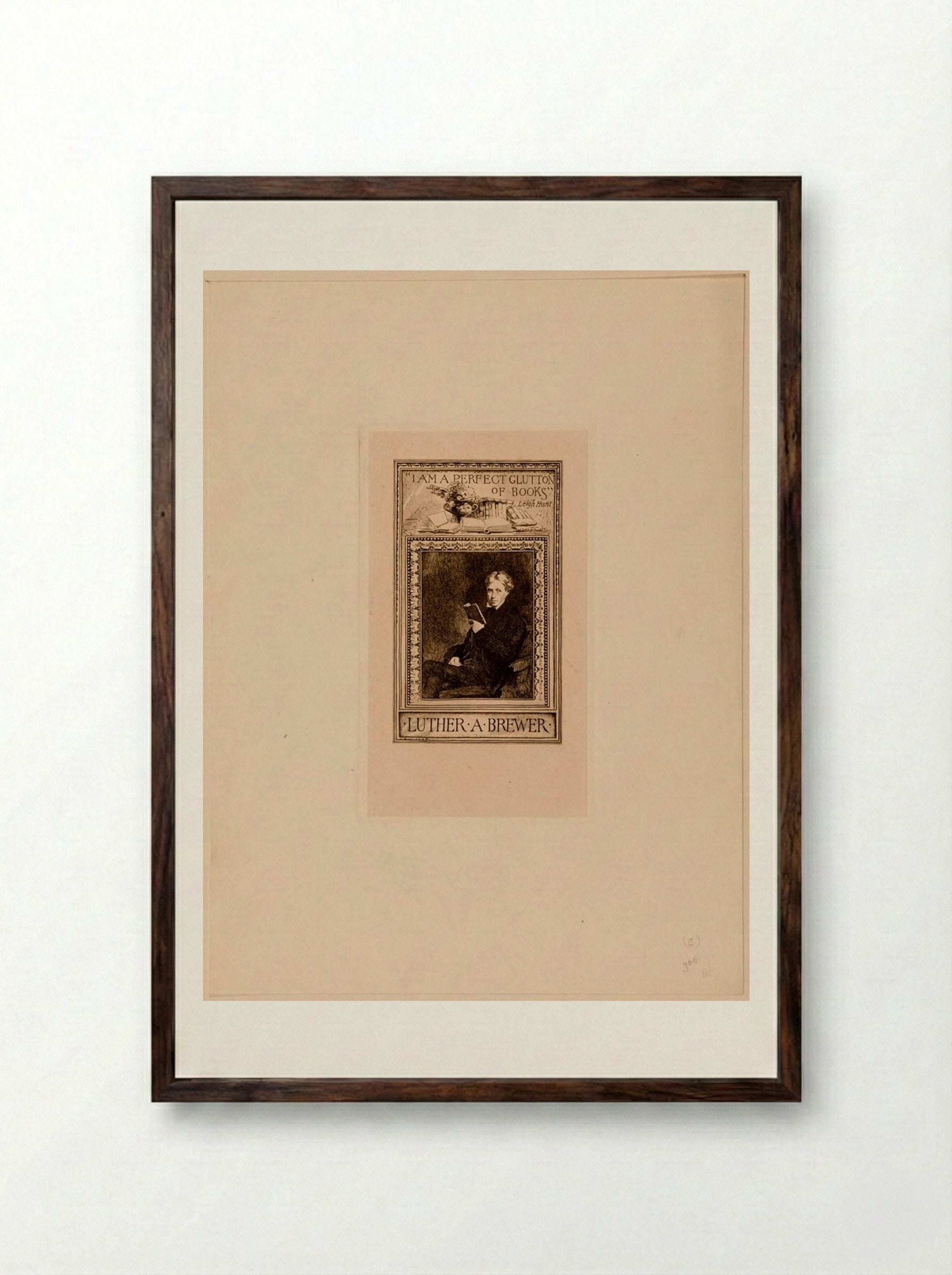 Bookplate of Luther A. Brewer - Sidney L. Smith - Framed Print Dark Wood
